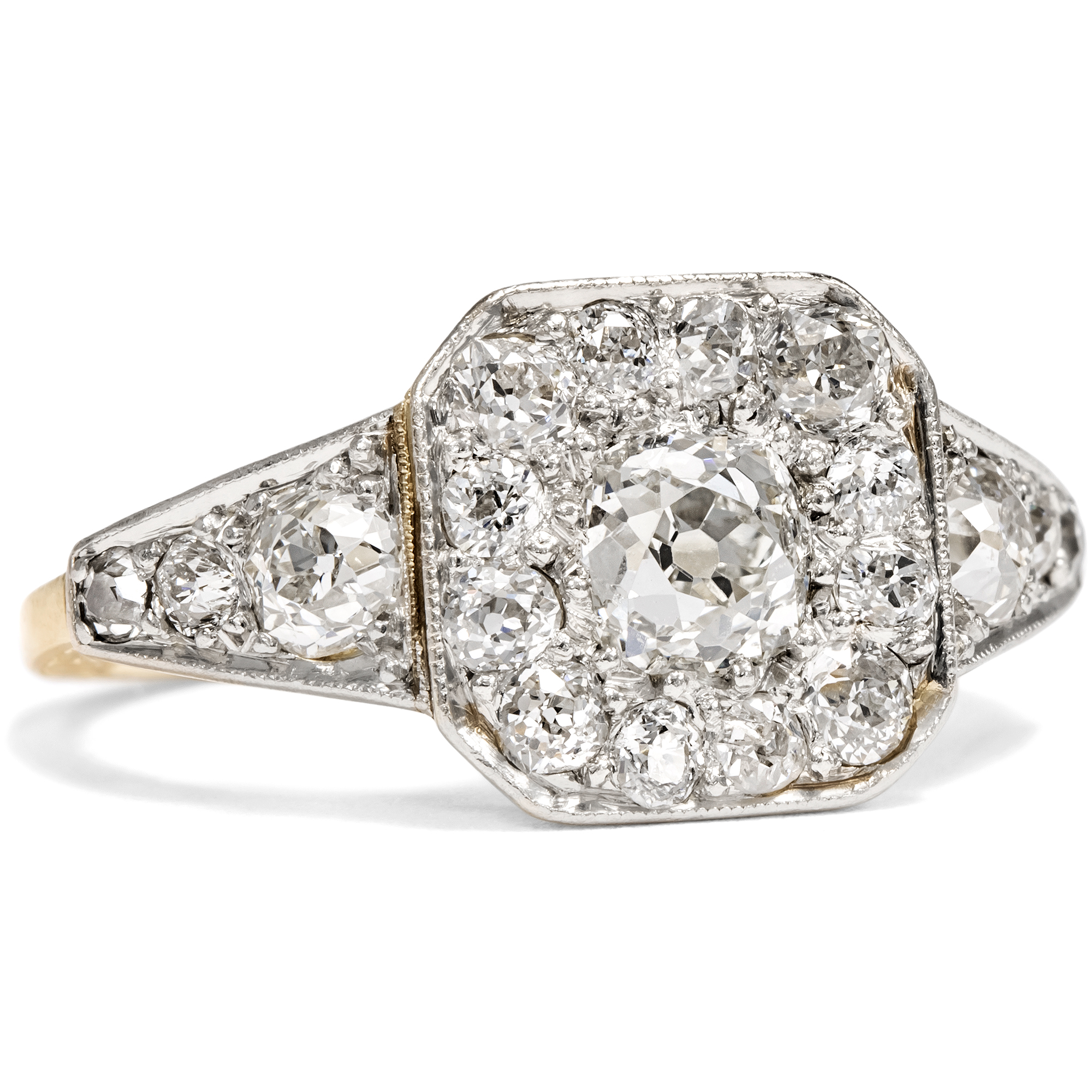 Elegant Art Deco Ring with Diamonds in Gold & Platinum, c. 1925 Elegant Art Deco Ring with Diamonds in Gold & Platinum, c. 1925