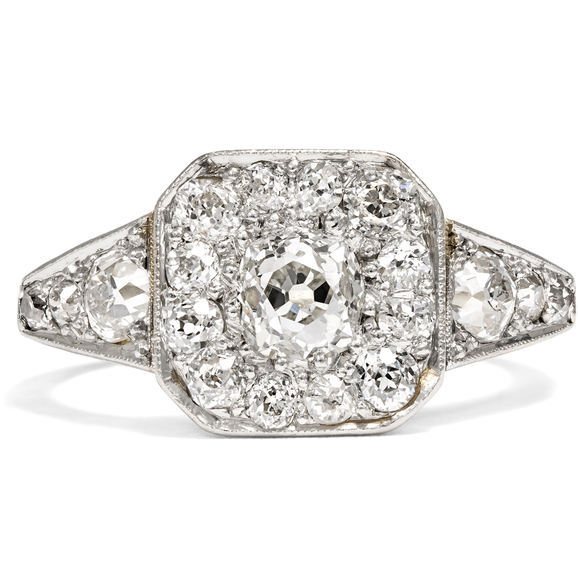 Elegant Art Deco Ring with Diamonds in Gold & Platinum, c. 1925 Elegant Art Deco Ring with Diamonds in Gold & Platinum, c. 1925