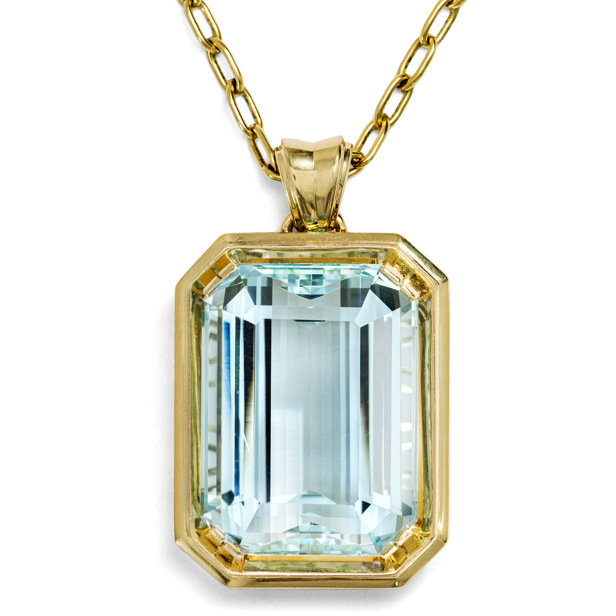 Vintage Anhänger mit großem Aquamarin in Gold, Deutschland um 1965 Vintage Anhänger mit großem Aquamarin in Gold, Deutschland um 1965