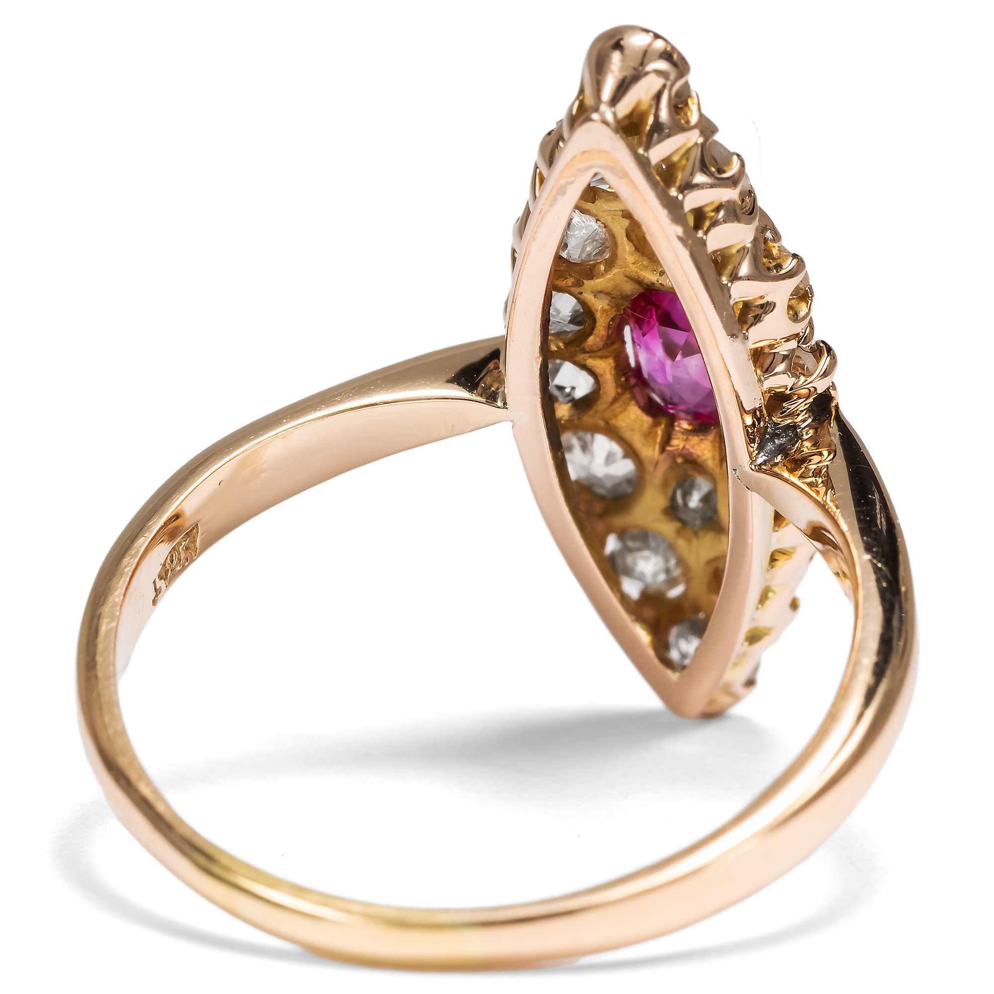 Antique Ruby and Diamond Marquise Ring, German, c. 1895 Antique Ruby and Diamond Marquise Ring, German, c. 1895