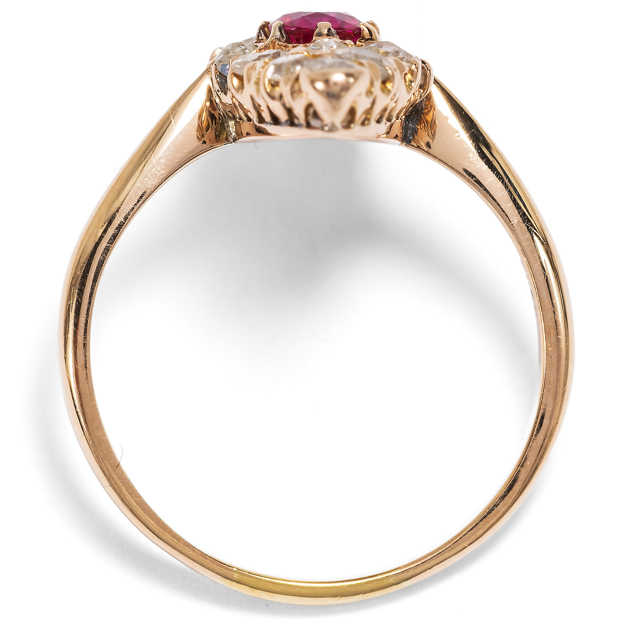 Antique Ruby and Diamond Marquise Ring, German, c. 1895 Antique Ruby and Diamond Marquise Ring, German, c. 1895