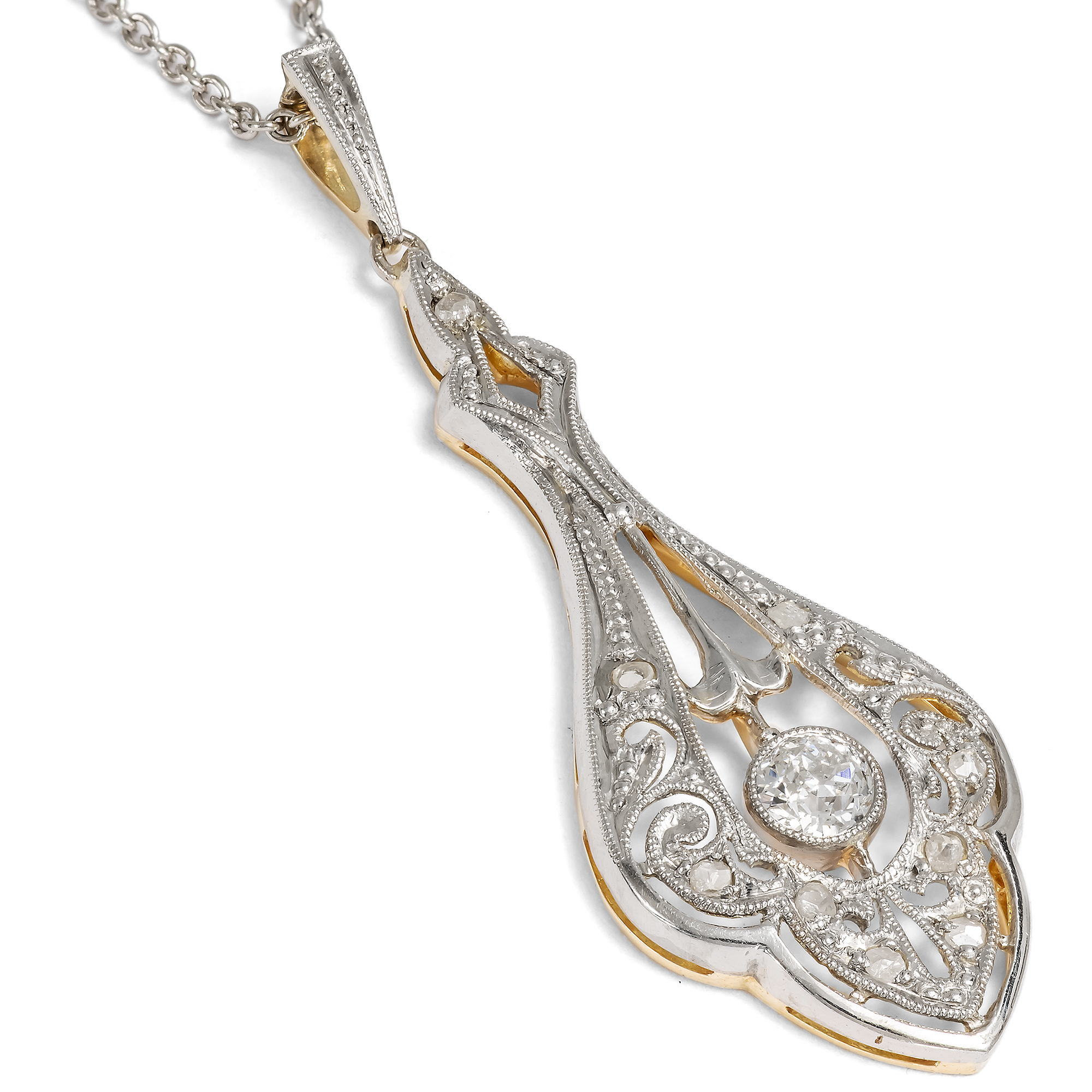 Eleganter Anhänger des Art Déco mit Diamanten in Platin, um 1930 Eleganter Anhänger des Art Déco mit Diamanten in Platin, um 1930