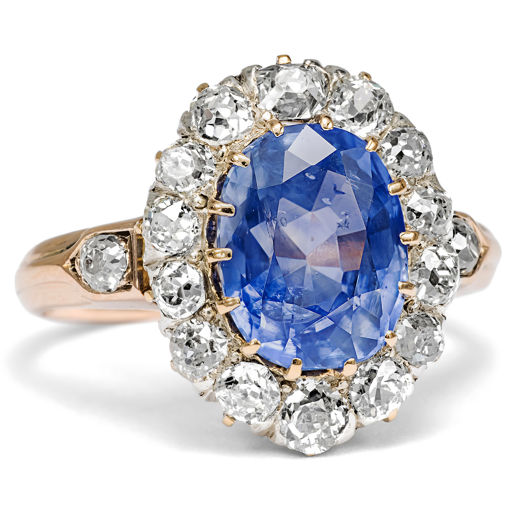 Prachtvoller Ring mit unbehandeltem Saphir & Diamanten, datiert 1892 Prachtvoller Ring mit unbehandeltem Saphir & Diamanten, datiert 1892