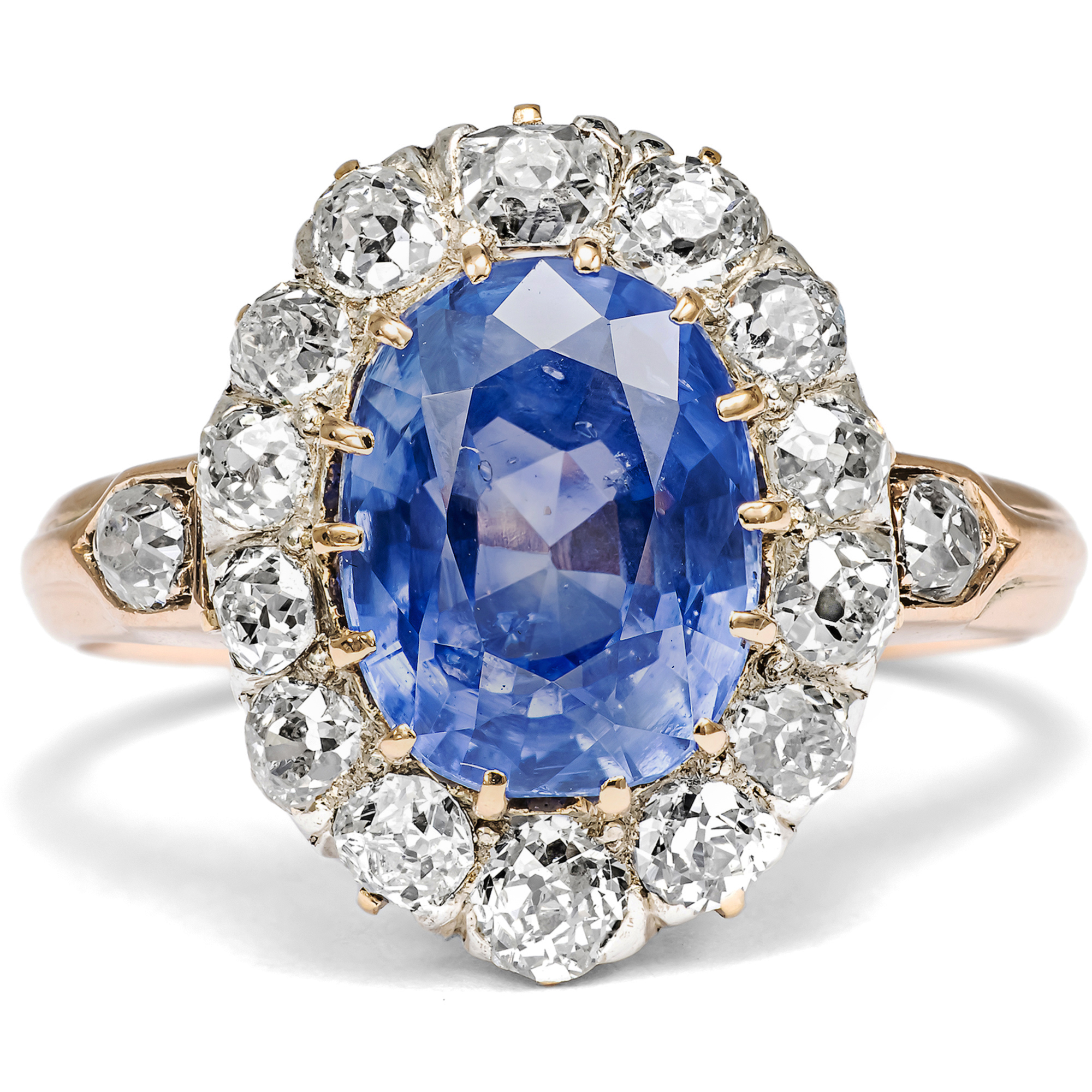 Prachtvoller Ring mit unbehandeltem Saphir & Diamanten, datiert 1892 Prachtvoller Ring mit unbehandeltem Saphir & Diamanten, datiert 1892