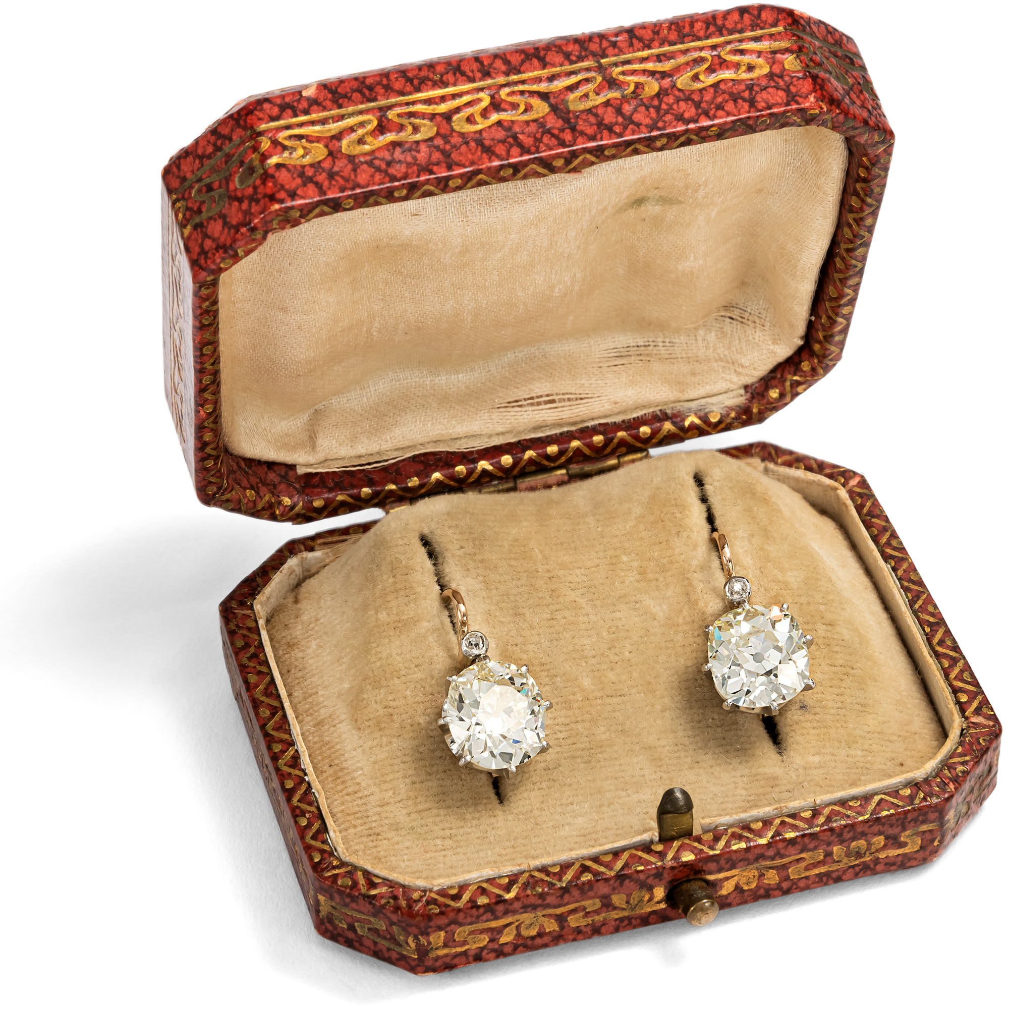 Exquisite Ohrringe mit 5,01 ct Altschliff-Diamanten, um 1900 & später Exquisite Ohrringe mit 5,01 ct Altschliff-Diamanten, um 1900 & später