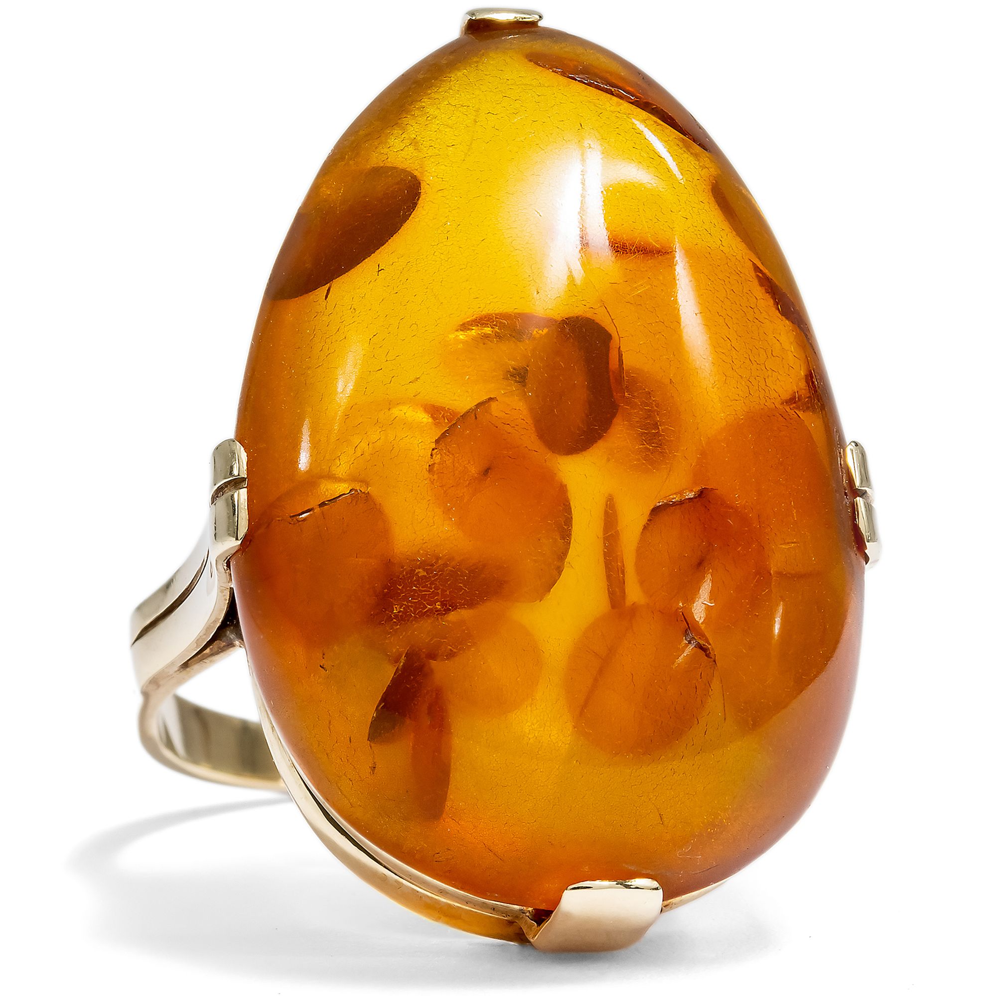Eindrucksvoller vintage Ring aus Gold & Bernstein, um 1970 Eindrucksvoller vintage Ring aus Gold & Bernstein, um 1970