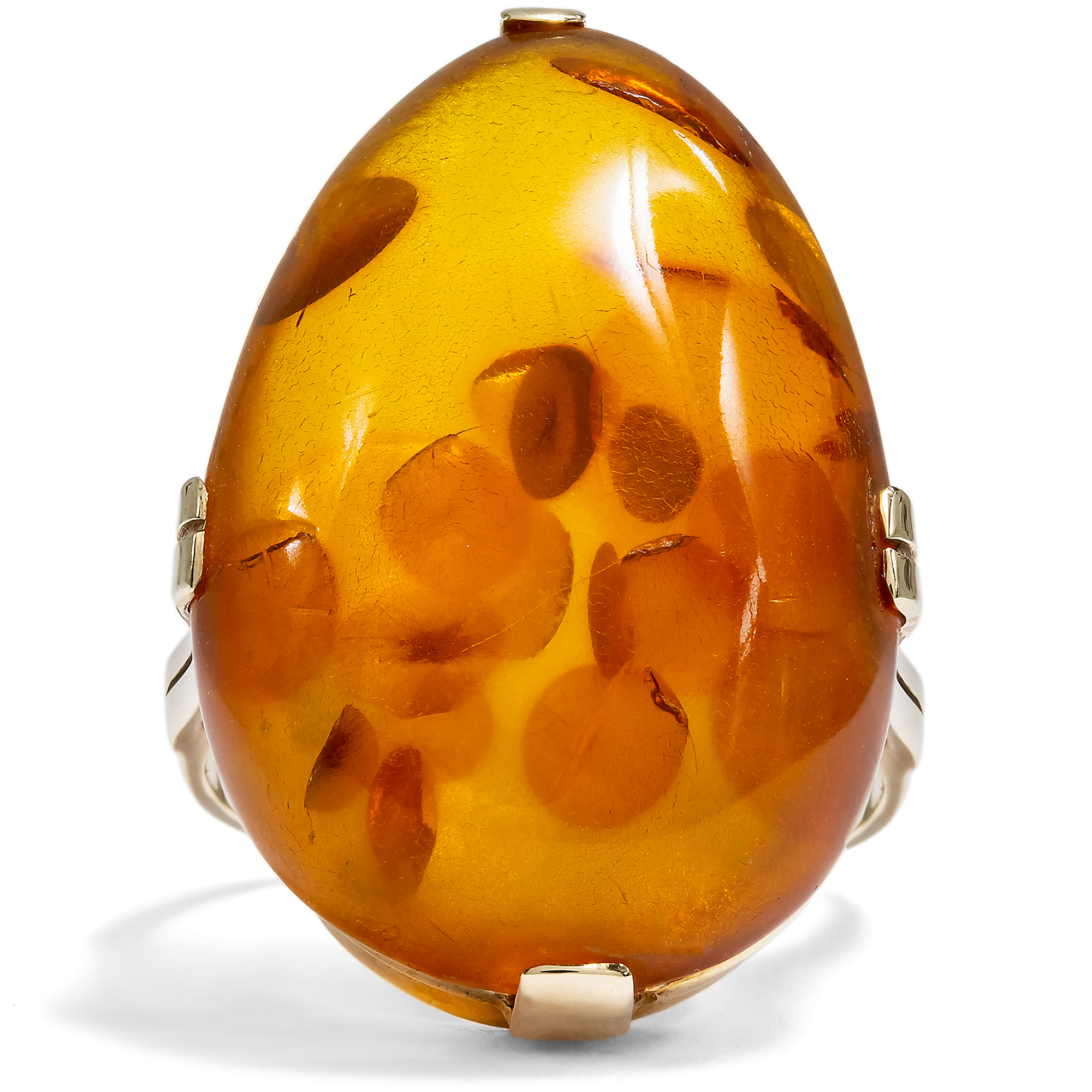 Eindrucksvoller vintage Ring aus Gold & Bernstein, um 1970 Eindrucksvoller vintage Ring aus Gold & Bernstein, um 1970