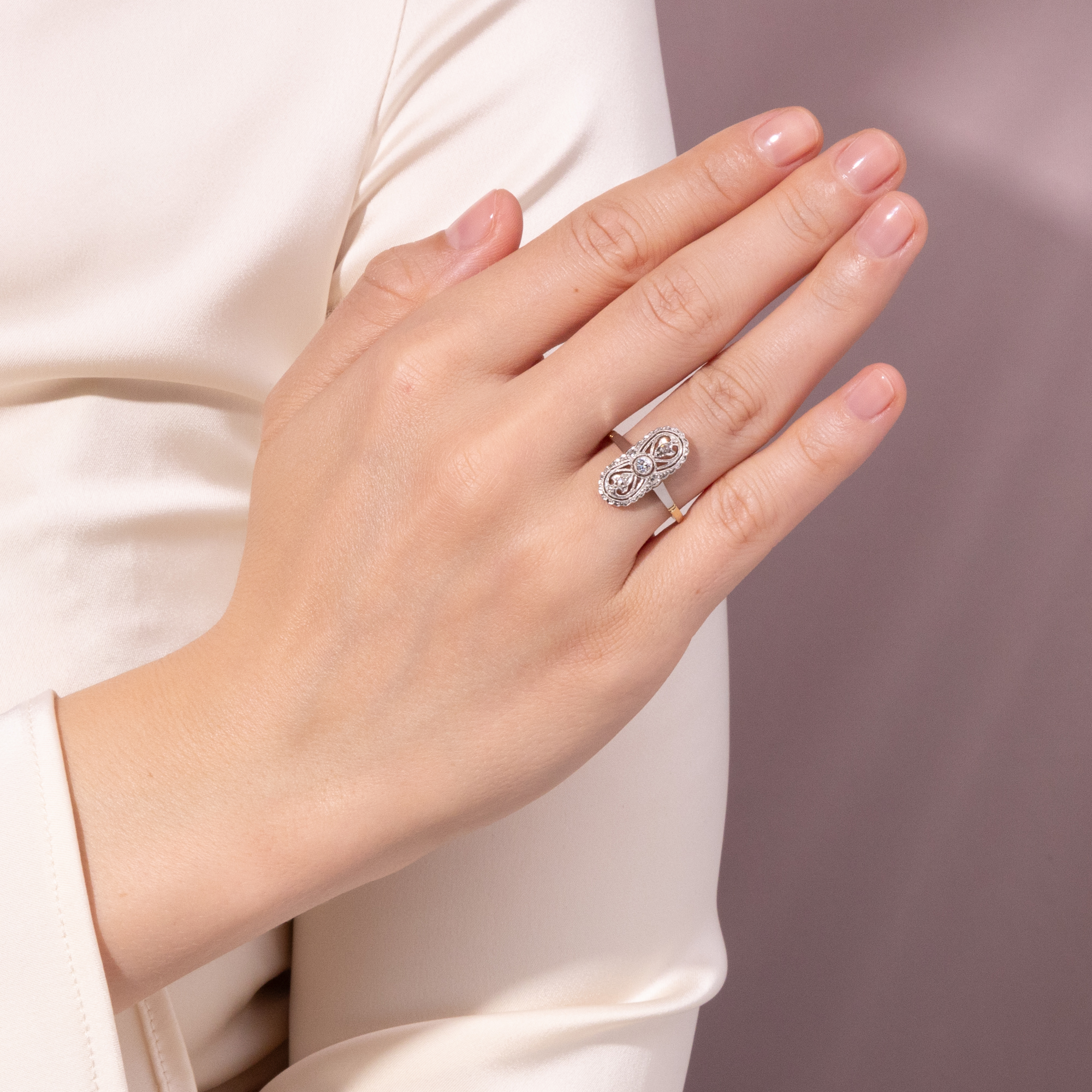 Timeless Diamond Ring in Platinum on Gold, c. 1925 Timeless Diamond Ring in Platinum on Gold, c. 1925