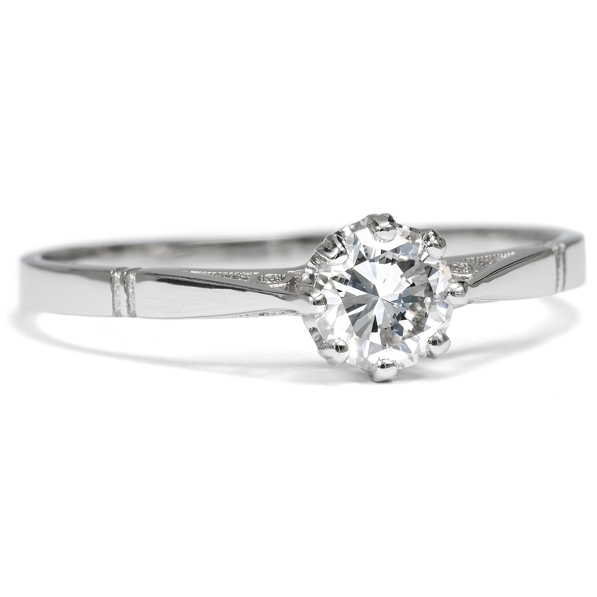 Ungetragener Platinring mit 0,42 ct vintage Brillant aus unserer Werkstatt Ungetragener Platinring mit 0,42 ct vintage Brillant aus unserer Werkstatt