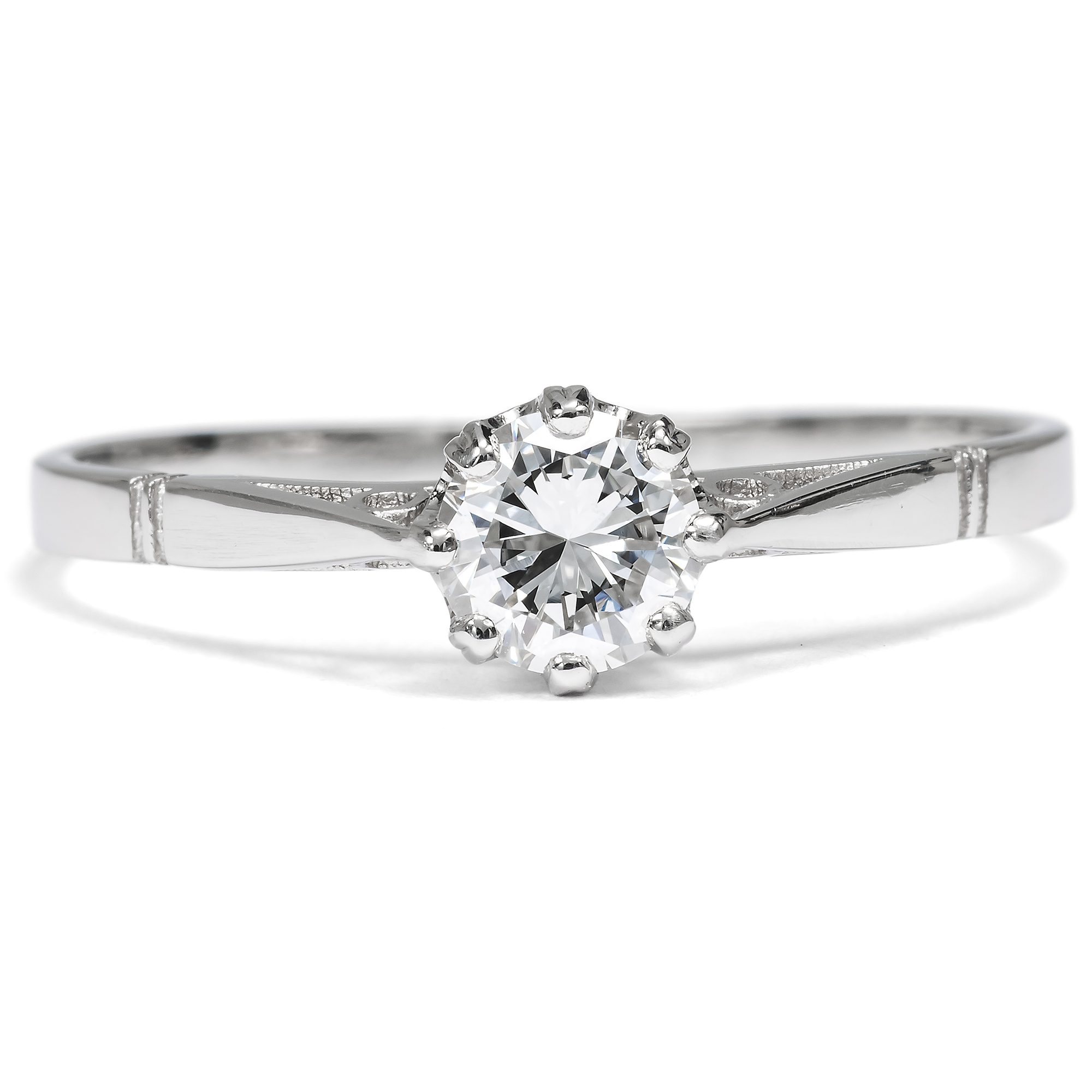 Ungetragener Platinring mit 0,42 ct vintage Brillant aus unserer Werkstatt Ungetragener Platinring mit 0,42 ct vintage Brillant aus unserer Werkstatt