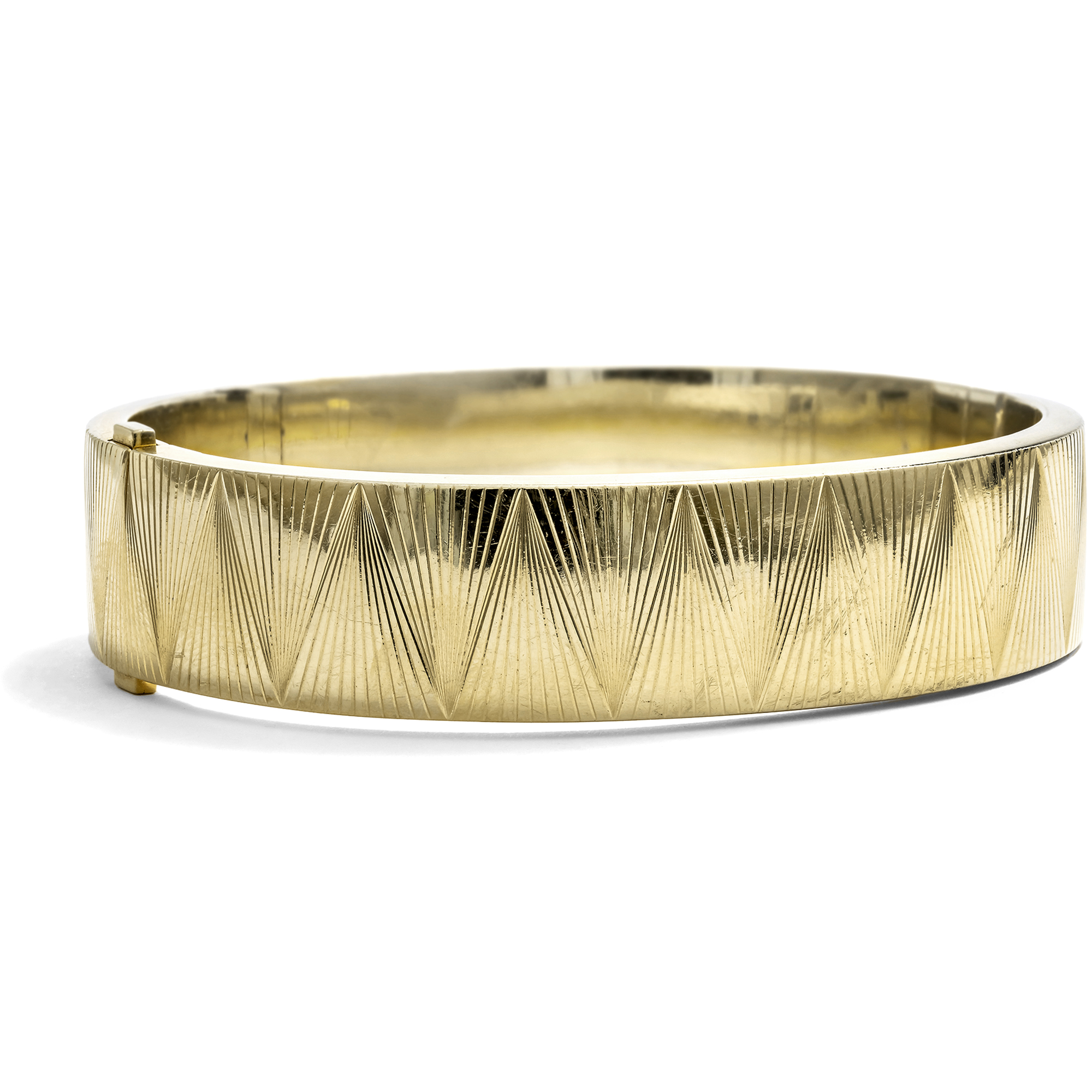 Edler vintage Armreif aus graviertem Gold, Pforzheim um 1955 Edler vintage Armreif aus graviertem Gold, Pforzheim um 1955