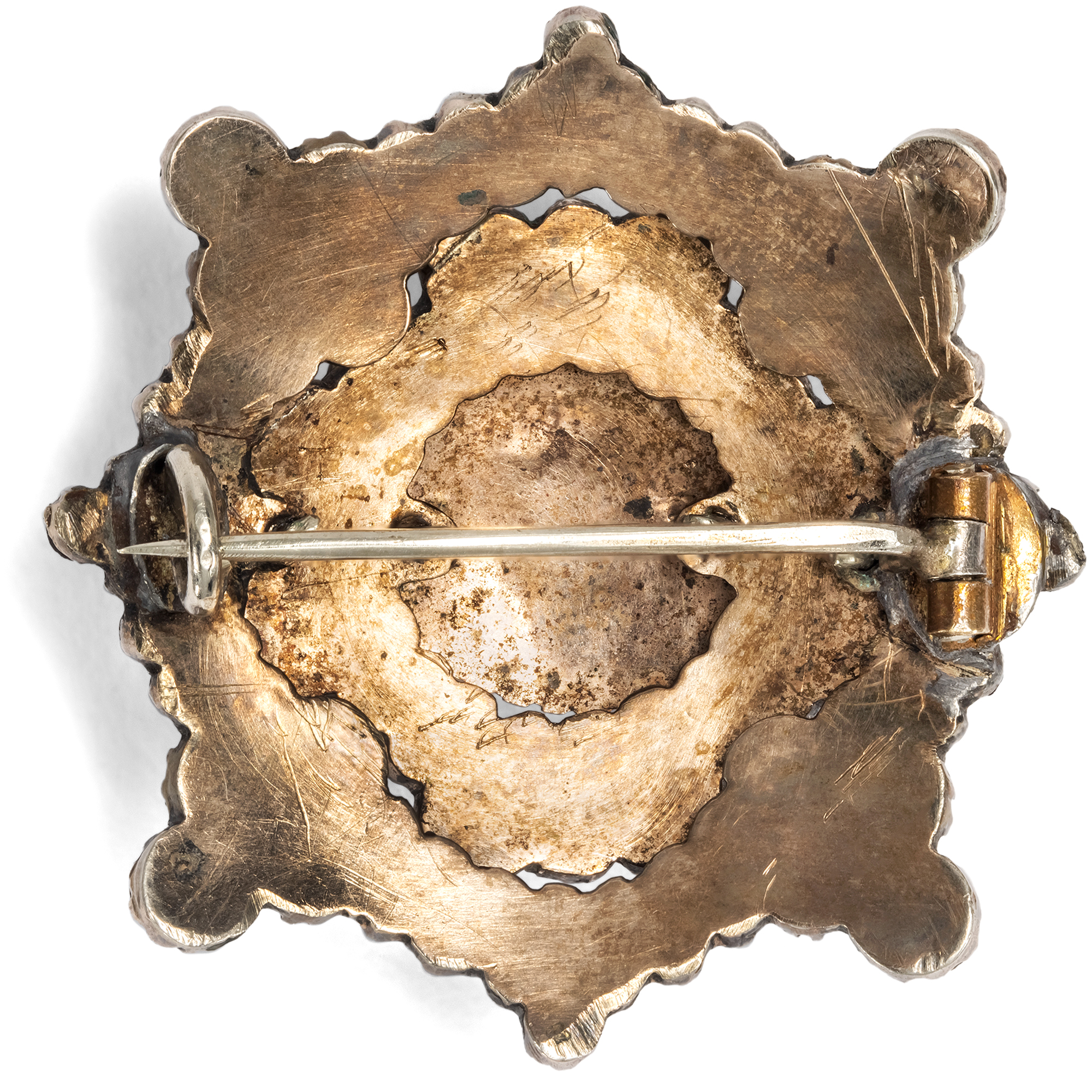 Antike Brosche in Sternform mit roten Granaten, um 1880 Antike Brosche in Sternform mit roten Granaten, um 1880