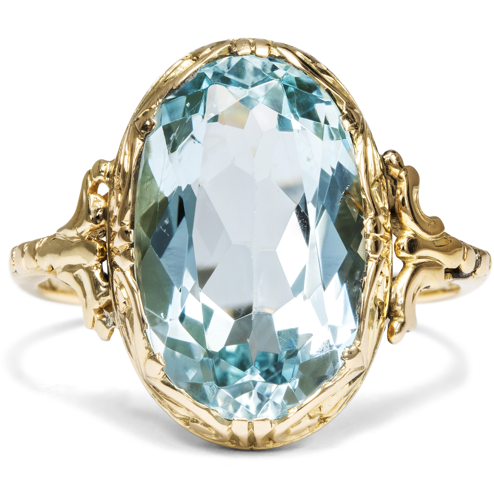 Eleganter Ring des späten Art Déco mit Aquamarin, Deutschland um 1935 Eleganter Ring des späten Art Déco mit Aquamarin, Deutschland um 1935