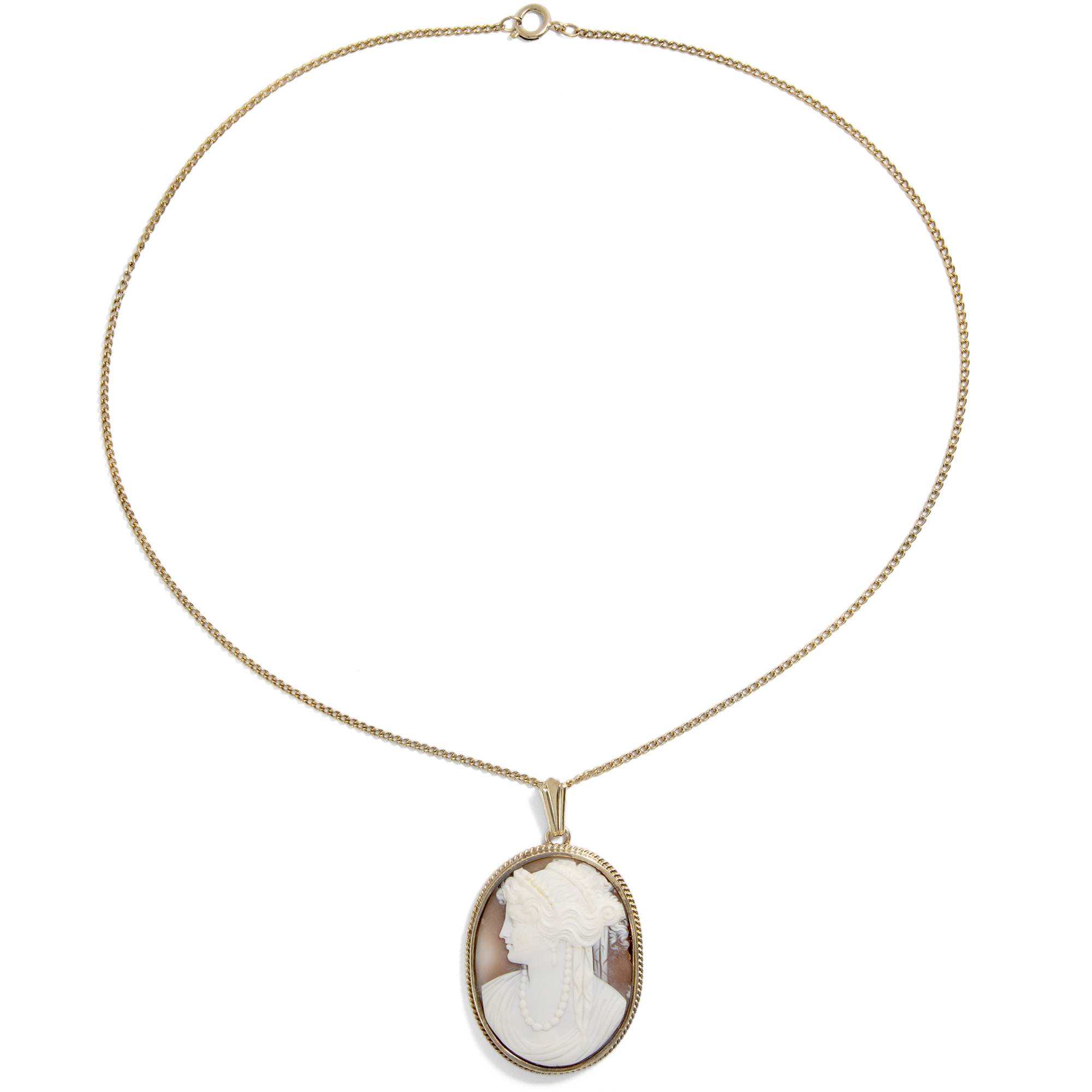 Antique Shell Cameo of Hera in Gilt Silver, c. 1890 Antique Shell Cameo of Hera in Gilt Silver, c. 1890