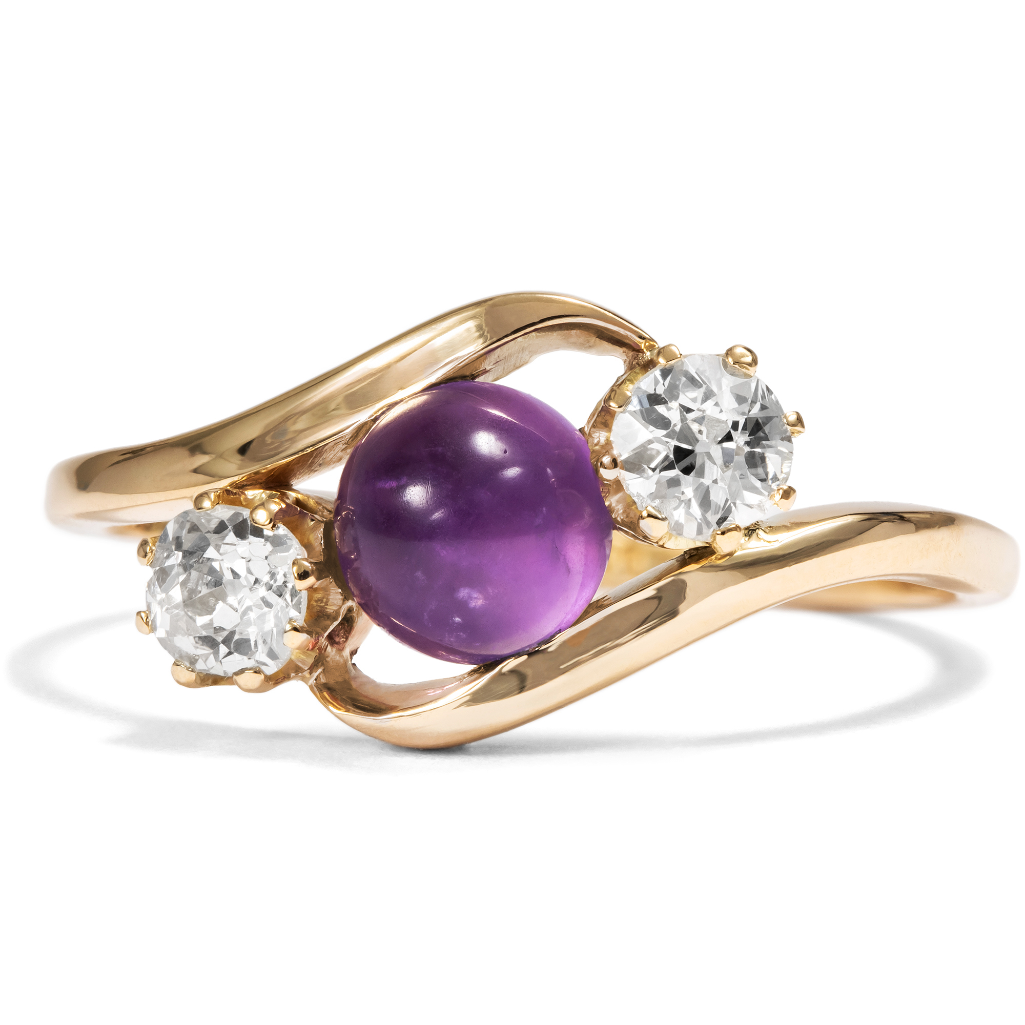 Eleganter Ring mit Amethyst & Diamanten in Gold, Deutschland um 1890 & später Eleganter Ring mit Amethyst & Diamanten in Gold, Deutschland um 1890 & später
