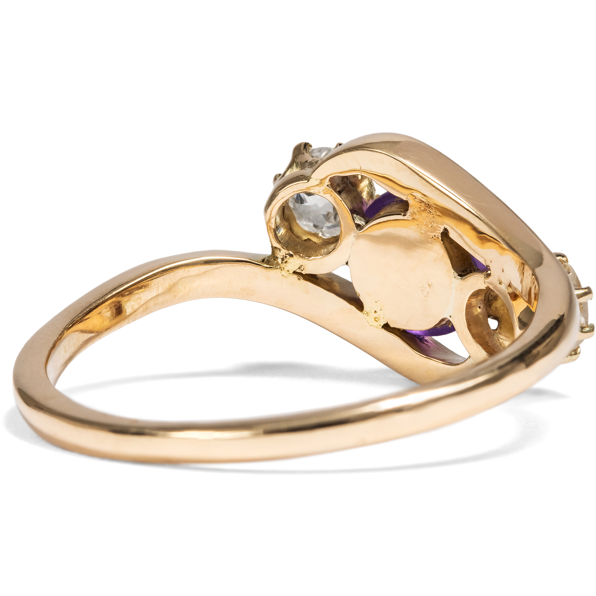 Eleganter Ring mit Amethyst & Diamanten in Gold, Deutschland um 1890 & später Eleganter Ring mit Amethyst & Diamanten in Gold, Deutschland um 1890 & später