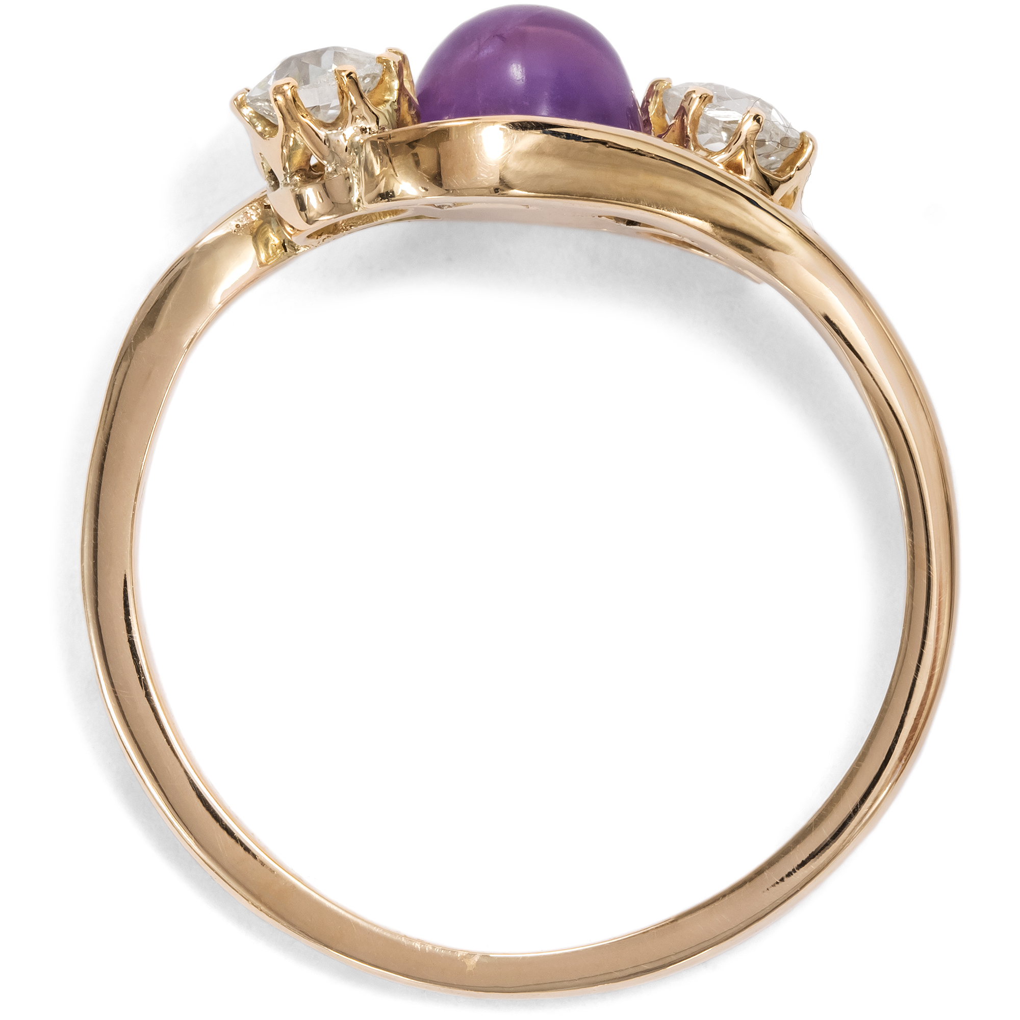 Eleganter Ring mit Amethyst & Diamanten in Gold, Deutschland um 1890 & später Eleganter Ring mit Amethyst & Diamanten in Gold, Deutschland um 1890 & später