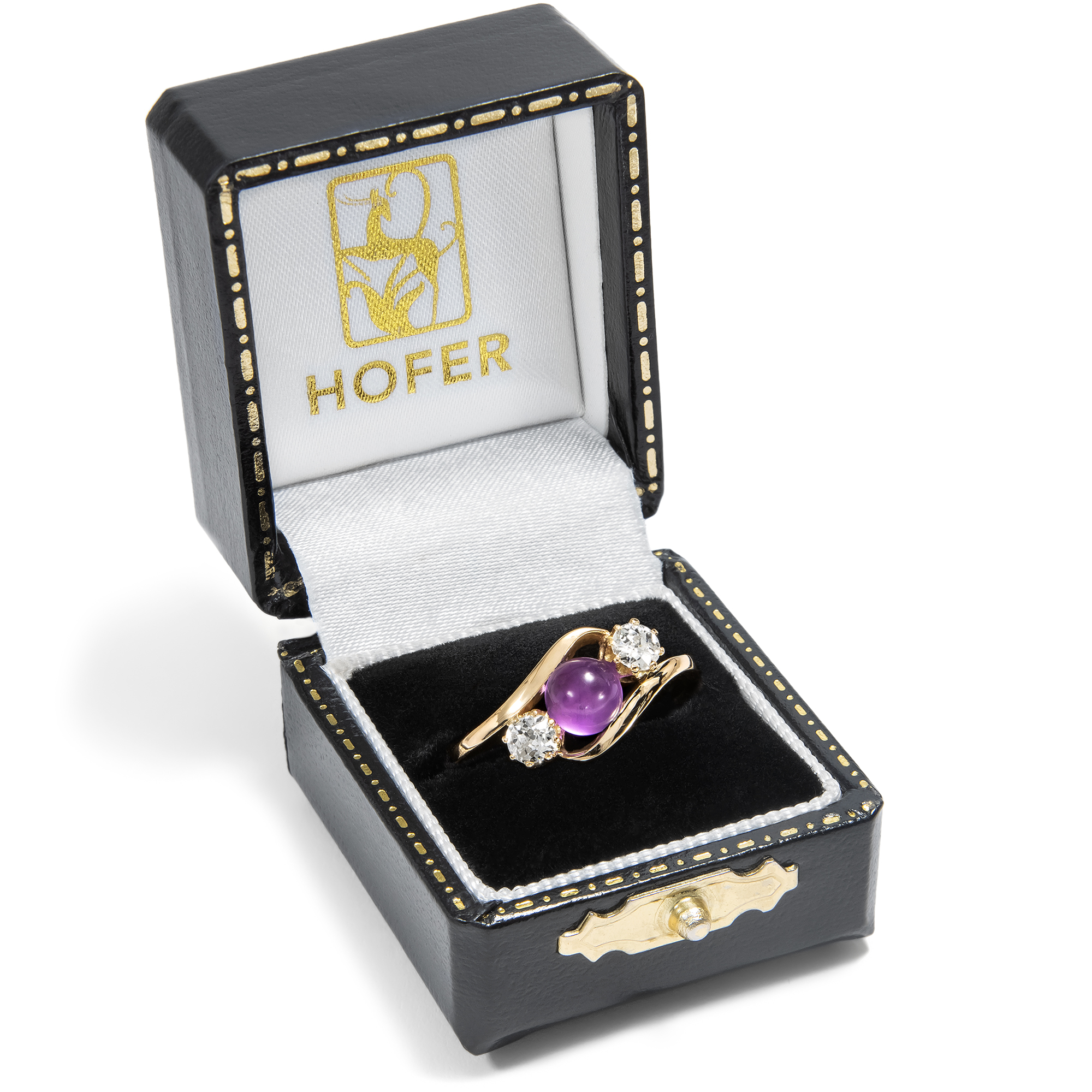 Eleganter Ring mit Amethyst & Diamanten in Gold, Deutschland um 1890 & später Eleganter Ring mit Amethyst & Diamanten in Gold, Deutschland um 1890 & später