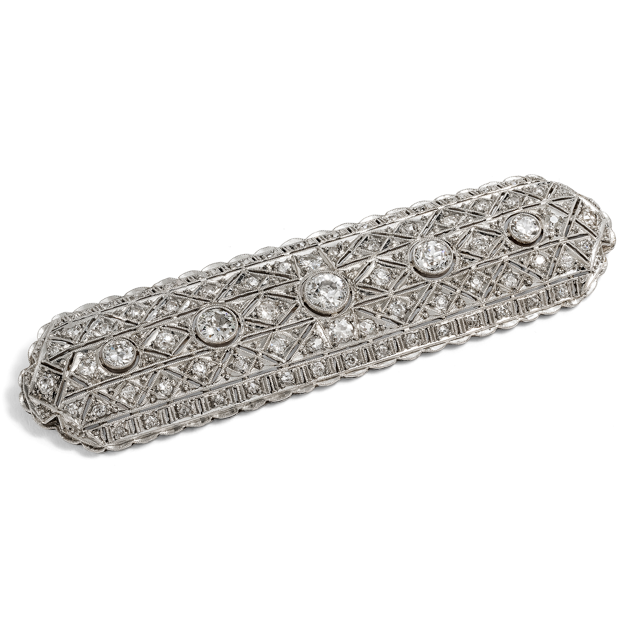 Kostbare Art Déco Brosche mit 3,90 ct Diamanten, um 1930 Kostbare Art Déco Brosche mit 3,90 ct Diamanten, um 1930
