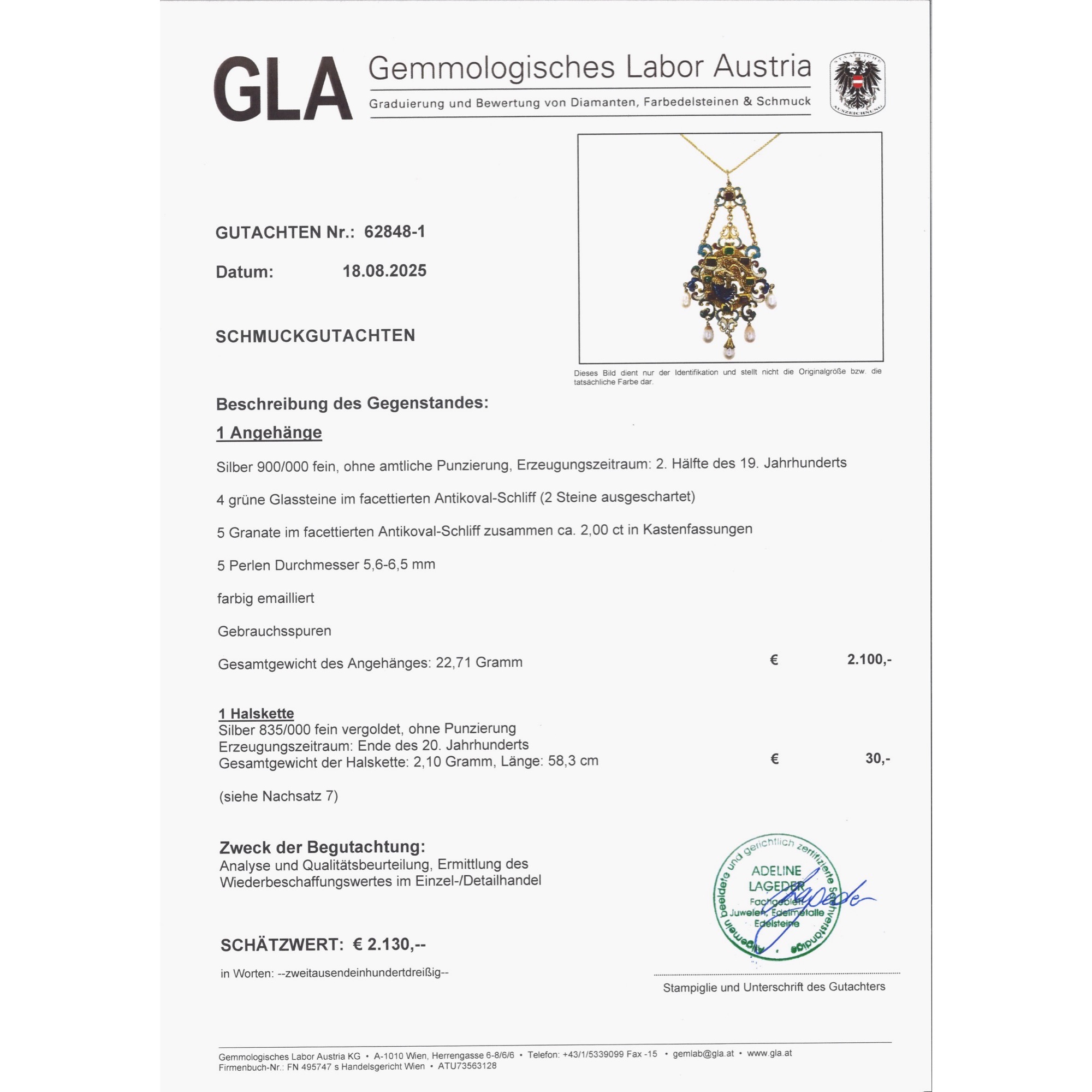 Anhänger der Neorenaissance mit Email, Perlen & Granaten in Silber, um 1880 Anhänger der Neorenaissance mit Email, Perlen & Granaten in Silber, um 1880