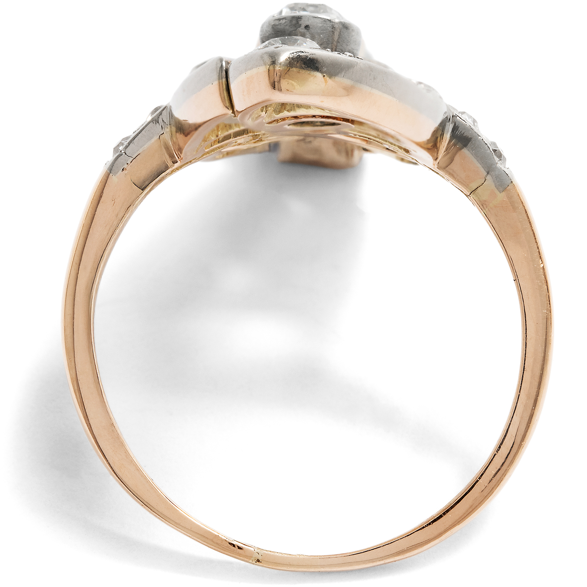 Antiker Ring mit Burma-Rubin & Diamanten in Silber auf Gold, um 1900 Antiker Ring mit Burma-Rubin & Diamanten in Silber auf Gold, um 1900