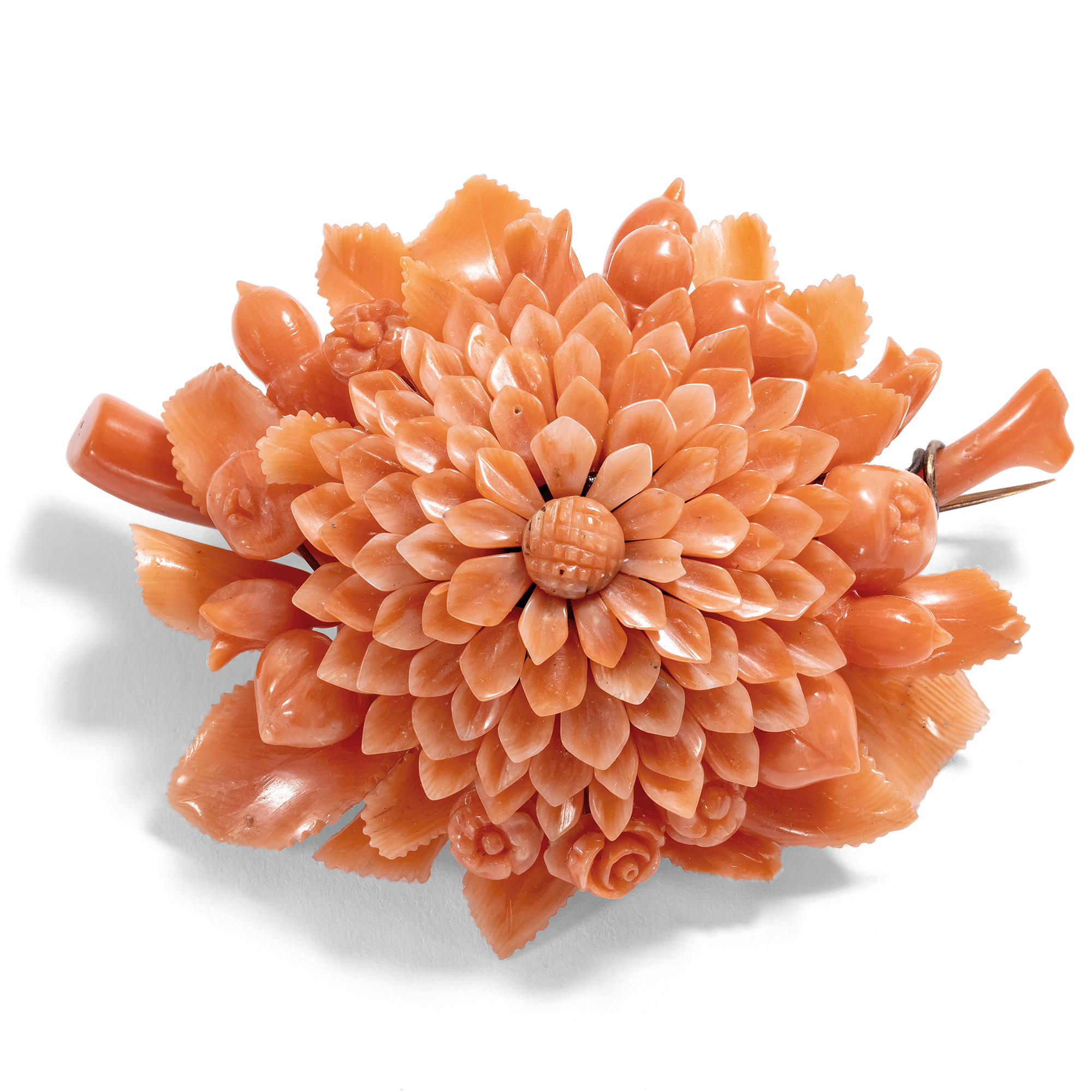Set of Carved Mediterranean Coral Bracelet & Brooch, c. 1850 Set of Carved Mediterranean Coral Bracelet & Brooch, c. 1850