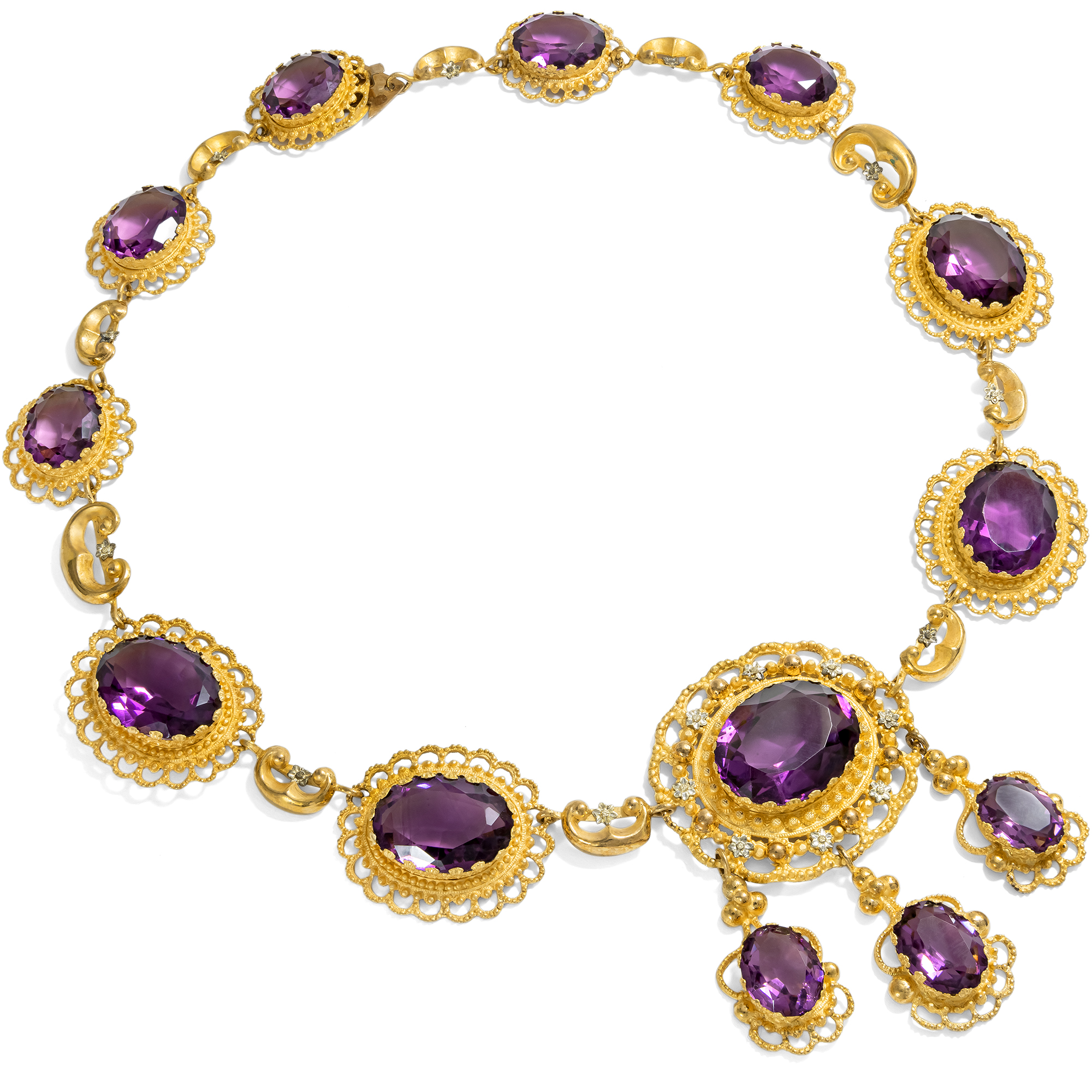 Prachtvolle Demi-Parure aus Collier und Tag-und-Nacht-Ohrringen, um 1830 Prachtvolle Demi-Parure aus Collier und Tag-und-Nacht-Ohrringen, um 1830