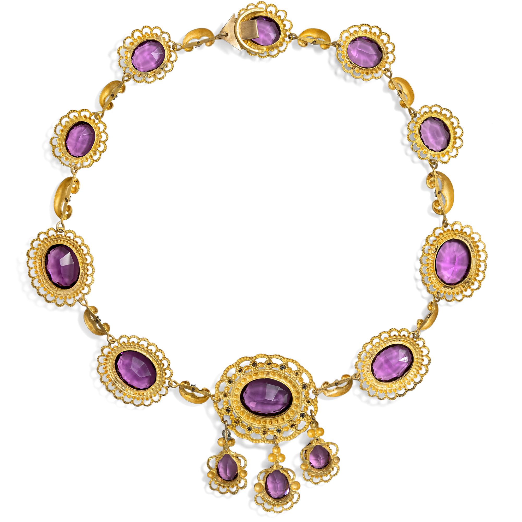 Prachtvolle Demi-Parure aus Collier und Tag-und-Nacht-Ohrringen, um 1830 Prachtvolle Demi-Parure aus Collier und Tag-und-Nacht-Ohrringen, um 1830