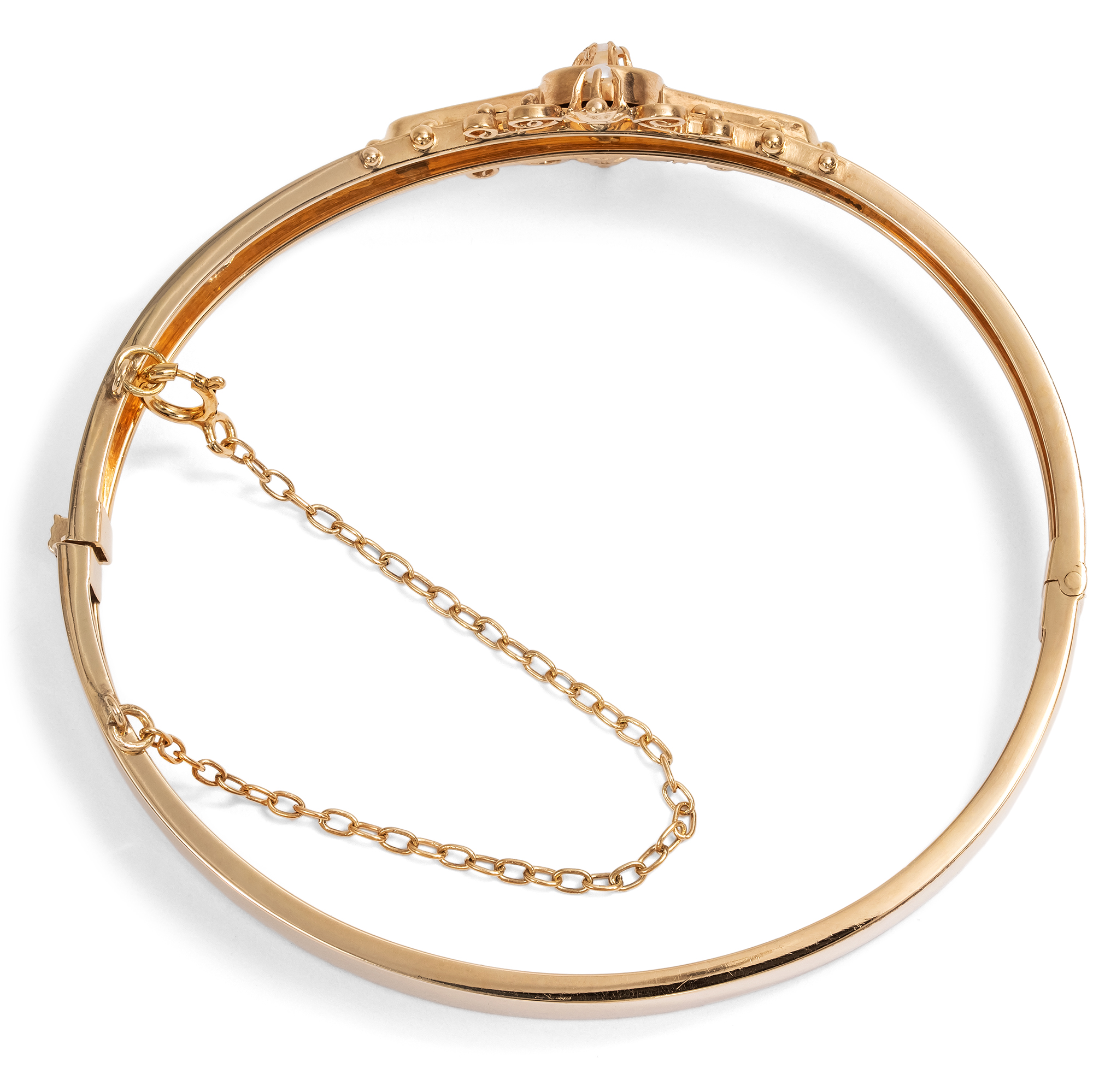 Antiker Armreif des Historismus aus Gold & Perlen, um 1890 Antiker Armreif des Historismus aus Gold & Perlen, um 1890