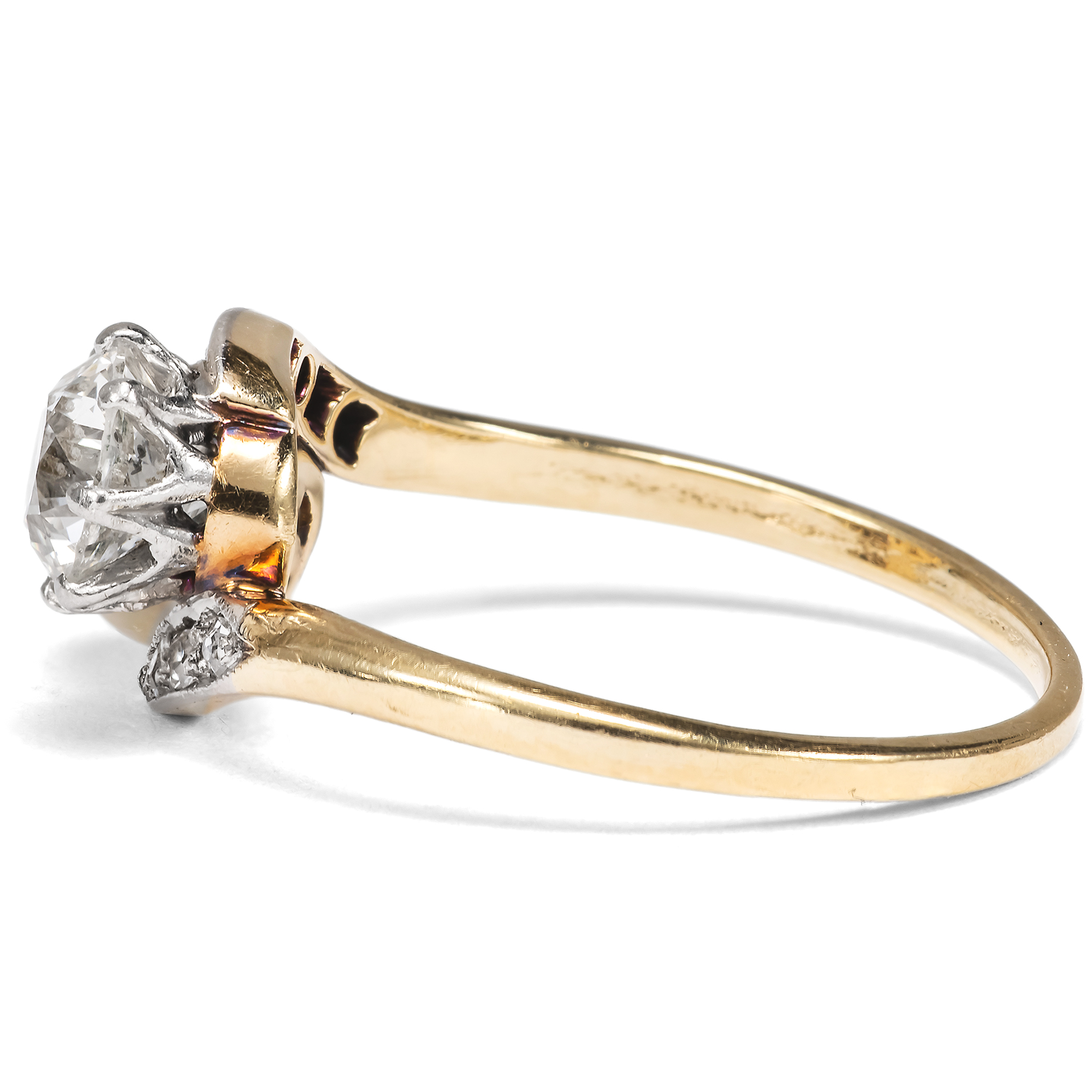 Zarter „Toi-et-Moi“-Ring mit Naturperle & Diamanten, um 1915 Zarter „Toi-et-Moi“-Ring mit Naturperle & Diamanten, um 1915