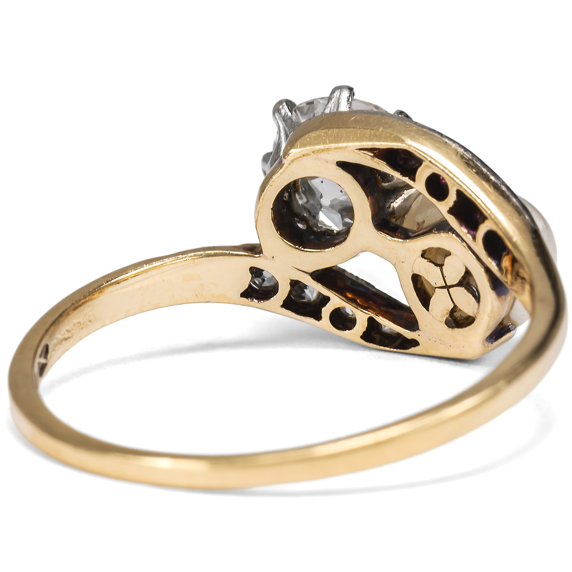 Zarter „Toi-et-Moi“-Ring mit Naturperle & Diamanten, um 1915 Zarter „Toi-et-Moi“-Ring mit Naturperle & Diamanten, um 1915