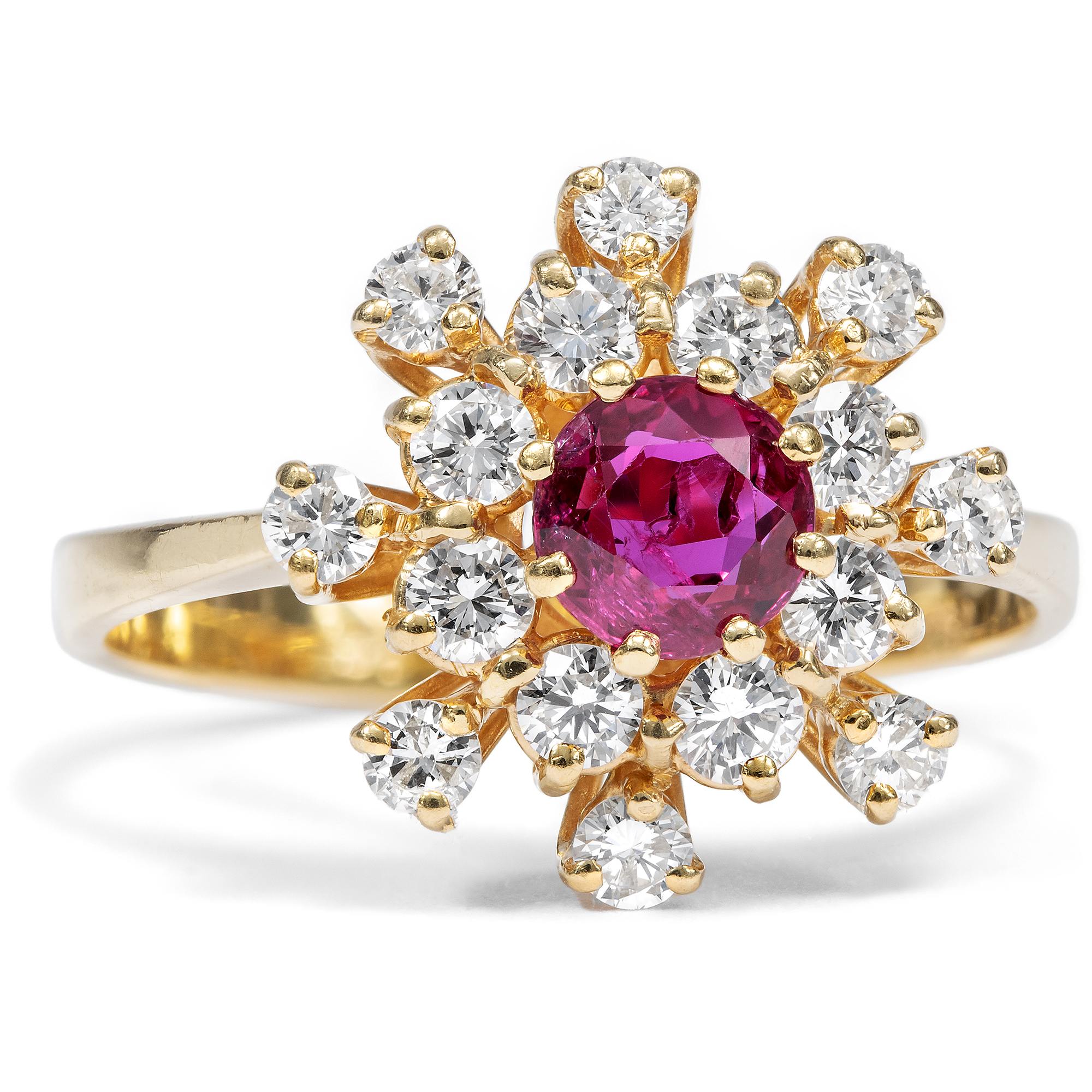 Hochwertiger moderner Ring mit Rubin & Diamanten in Gold, um 2010 Hochwertiger moderner Ring mit Rubin & Diamanten in Gold, um 2010