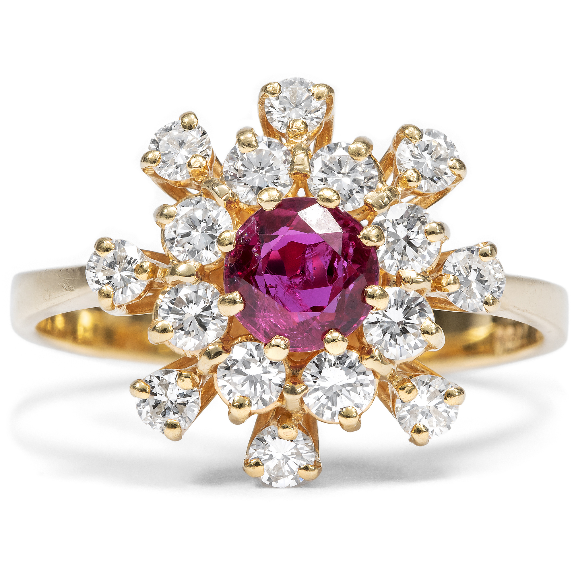 Hochwertiger moderner Ring mit Rubin & Diamanten in Gold, um 2010 Hochwertiger moderner Ring mit Rubin & Diamanten in Gold, um 2010