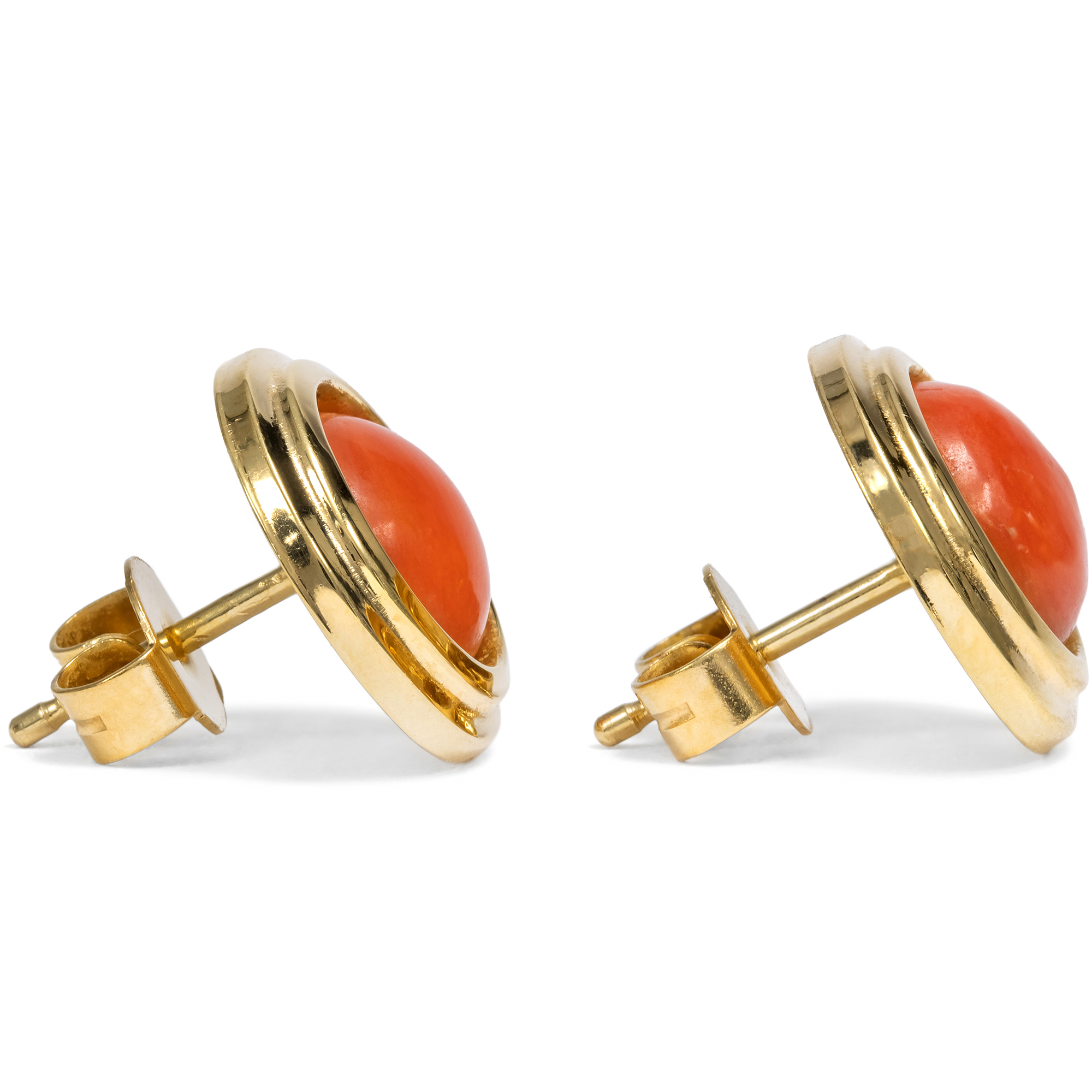 Vintage Stud Earrings of Coral in Gold, c. 1980s Vintage Stud Earrings of Coral in Gold, c. 1980s