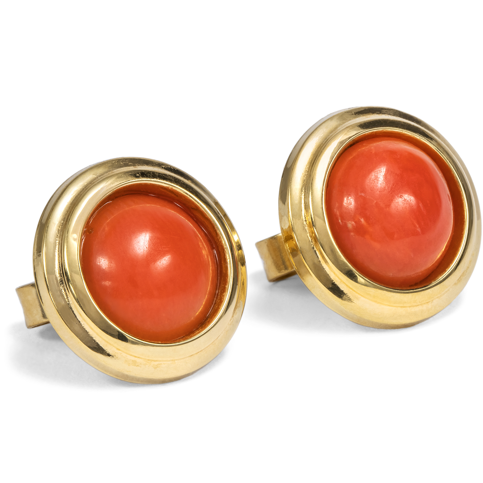 Vintage Stud Earrings of Coral in Gold, c. 1980s Vintage Stud Earrings of Coral in Gold, c. 1980s