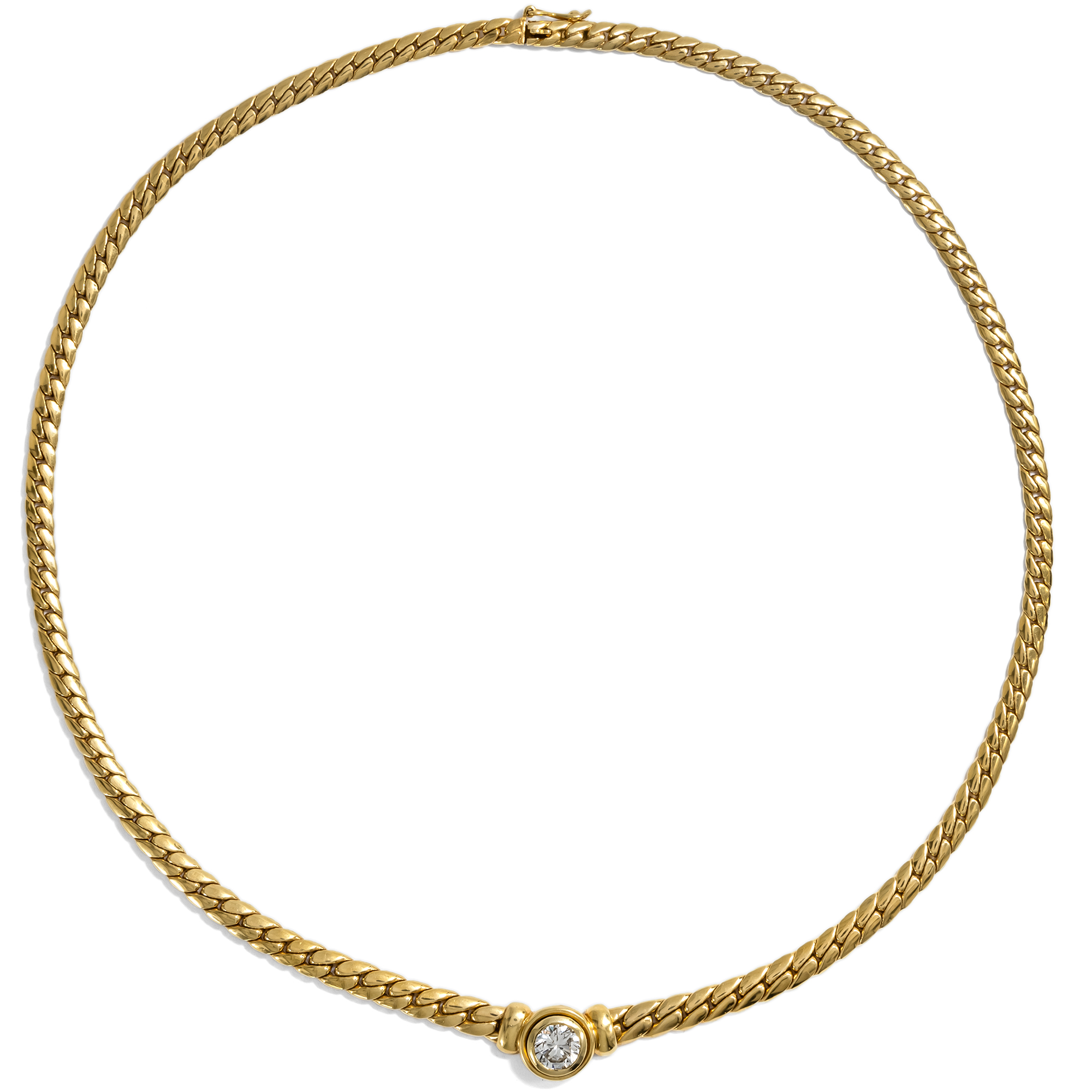 Modernes Collier aus Gold mit 1,01 ct Brillantsolitär, Pforzheim um 1990 Modernes Collier aus Gold mit 1,01 ct Brillantsolitär, Pforzheim um 1990