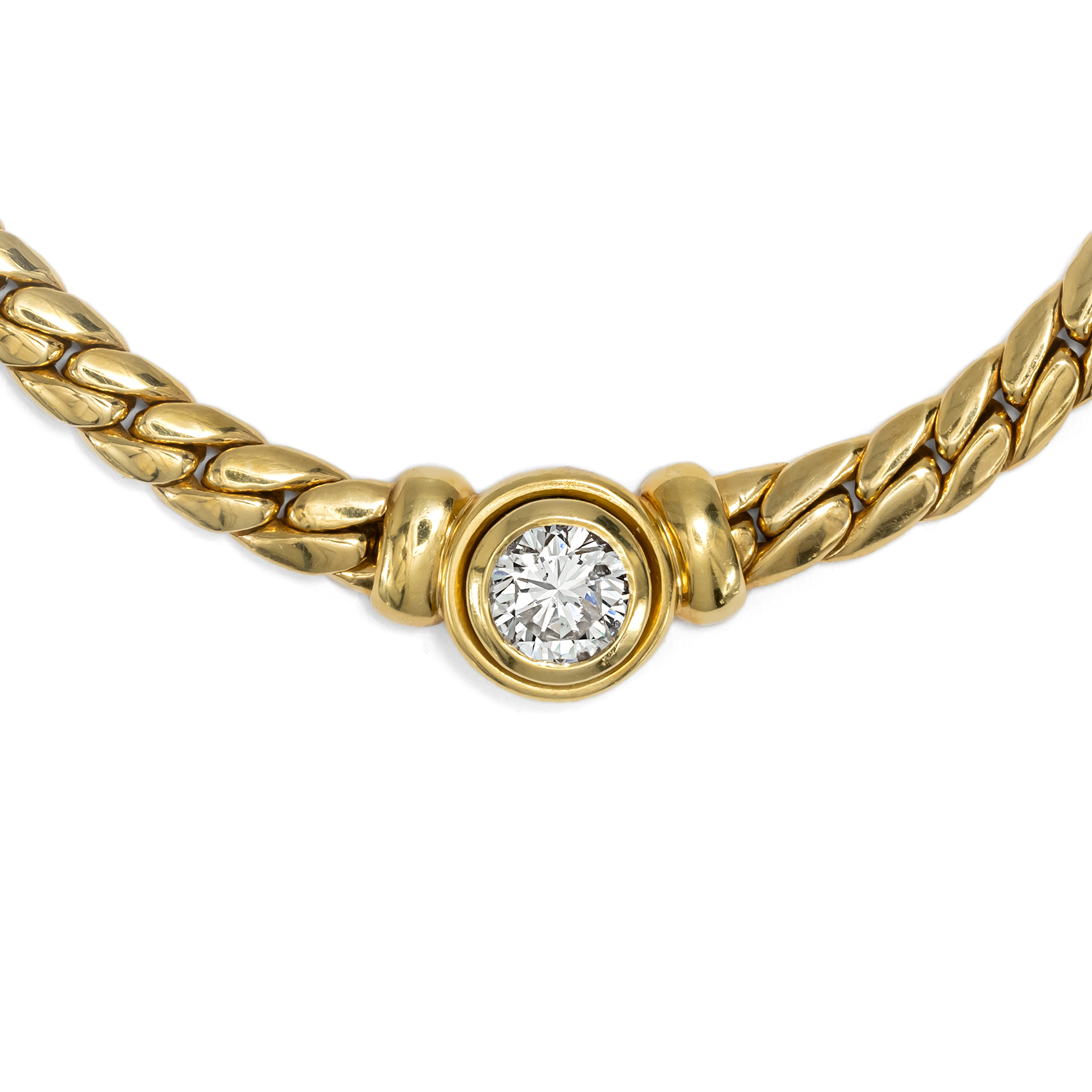 Modernes Collier aus Gold mit 1,01 ct Brillantsolitär, Pforzheim um 1990 Modernes Collier aus Gold mit 1,01 ct Brillantsolitär, Pforzheim um 1990