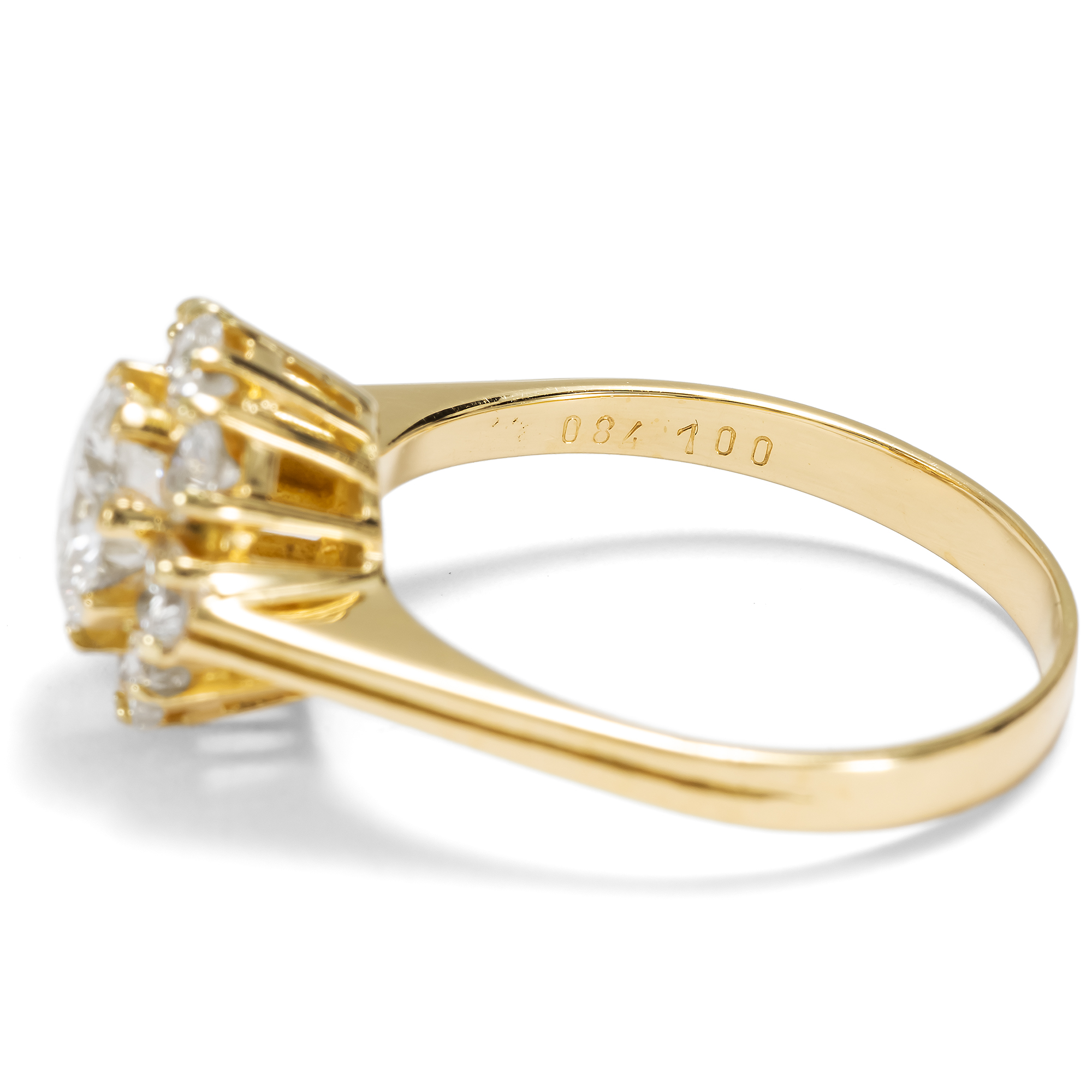 Vintage Ring mit Einkaräter & Brillanten in Gold, Manufaktur Leicht, 1980er Jahre Vintage Ring mit Einkaräter & Brillanten in Gold, Manufaktur Leicht, 1980er Jahre