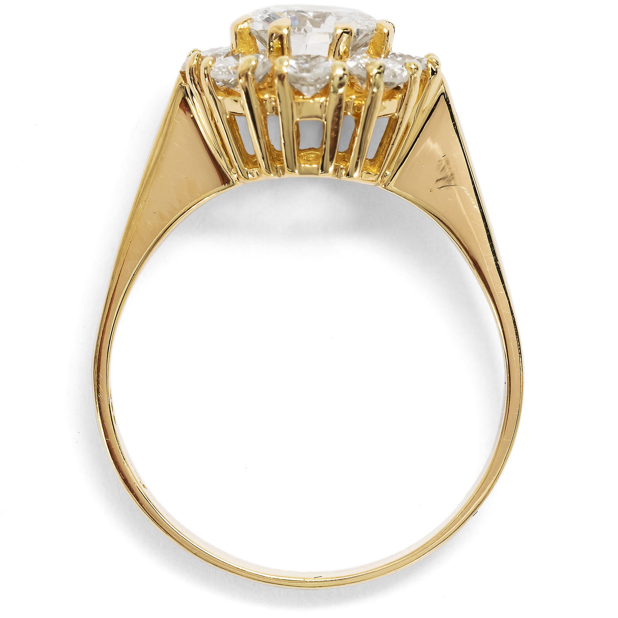 Vintage Ring mit Einkaräter & Brillanten in Gold, Manufaktur Leicht, 1980er Jahre Vintage Ring mit Einkaräter & Brillanten in Gold, Manufaktur Leicht, 1980er Jahre