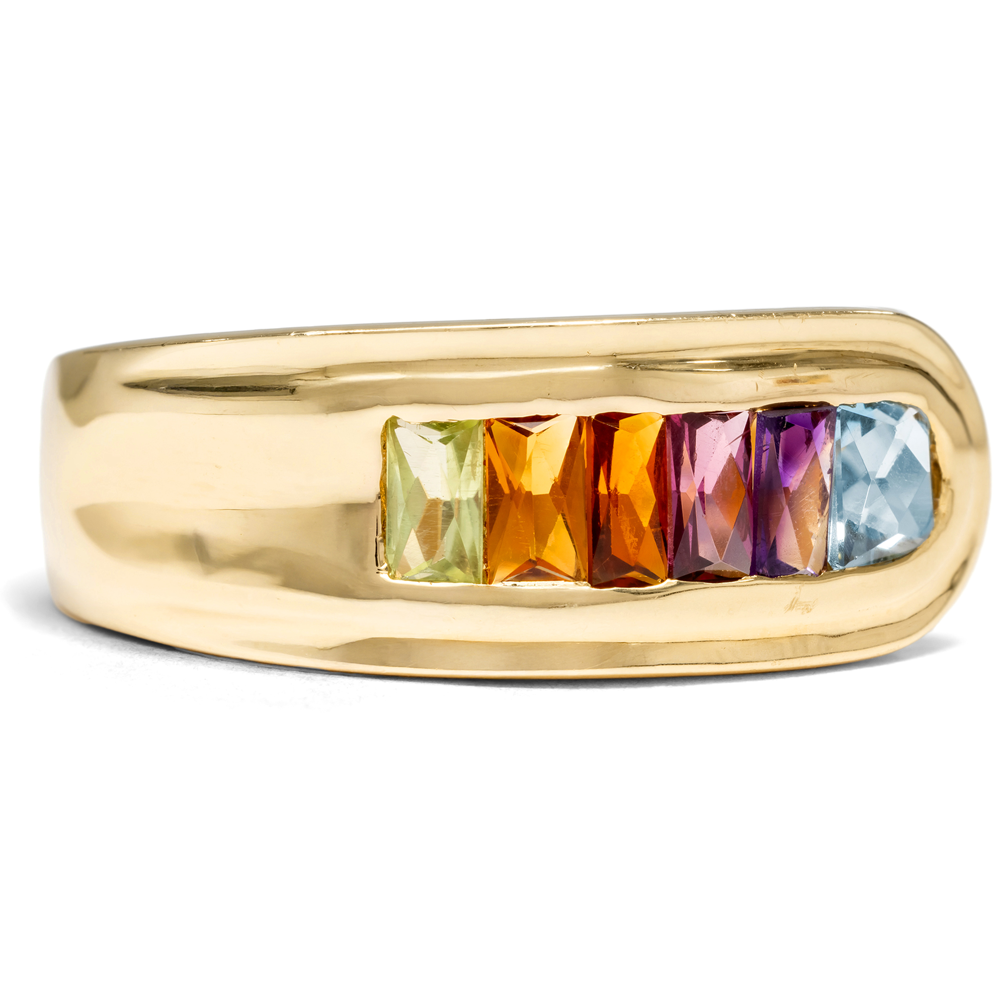 Modern Gold Ring with Colourful Gemstones, c. 1995 Modern Gold Ring with Colourful Gemstones, c. 1995
