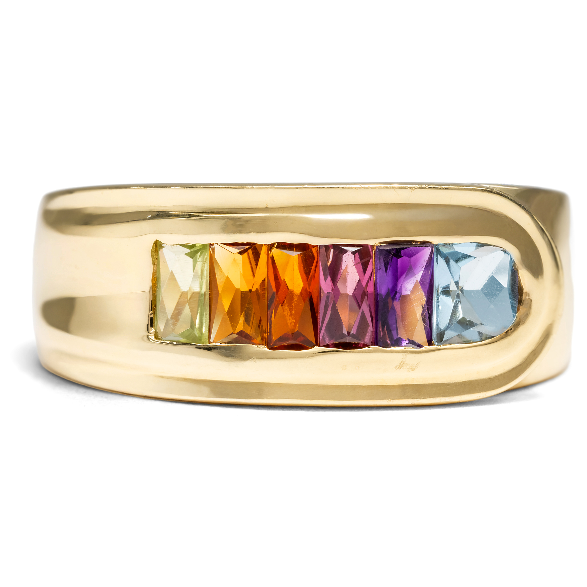Modern Gold Ring with Colourful Gemstones, c. 1995 Modern Gold Ring with Colourful Gemstones, c. 1995