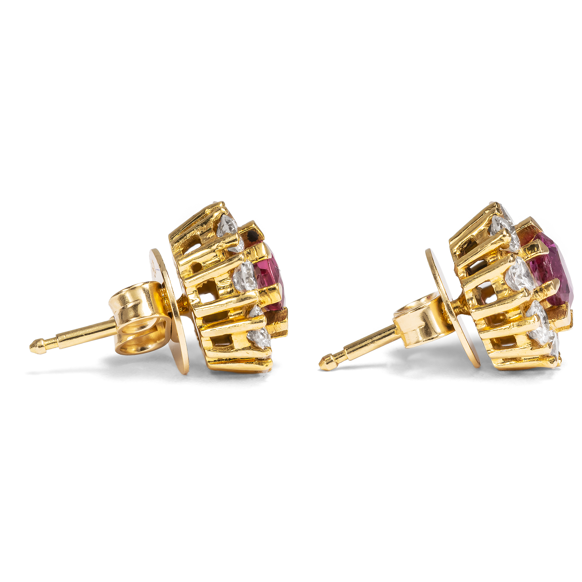 Hochwertige vintage Ohrstecker mit Rubinen & Diamanten in Gold, um 1985 Hochwertige vintage Ohrstecker mit Rubinen & Diamanten in Gold, um 1985