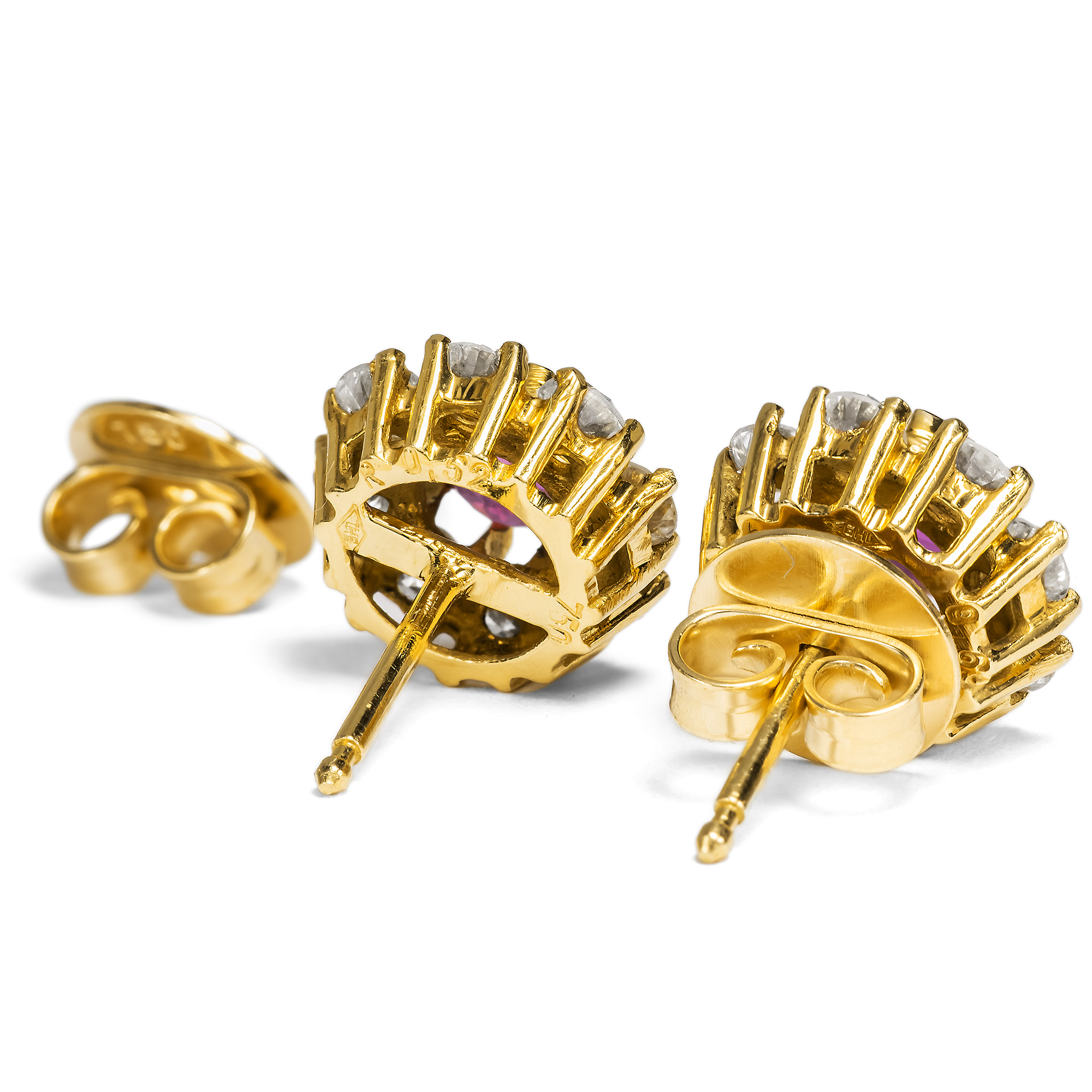 Hochwertige vintage Ohrstecker mit Rubinen & Diamanten in Gold, um 1985 Hochwertige vintage Ohrstecker mit Rubinen & Diamanten in Gold, um 1985