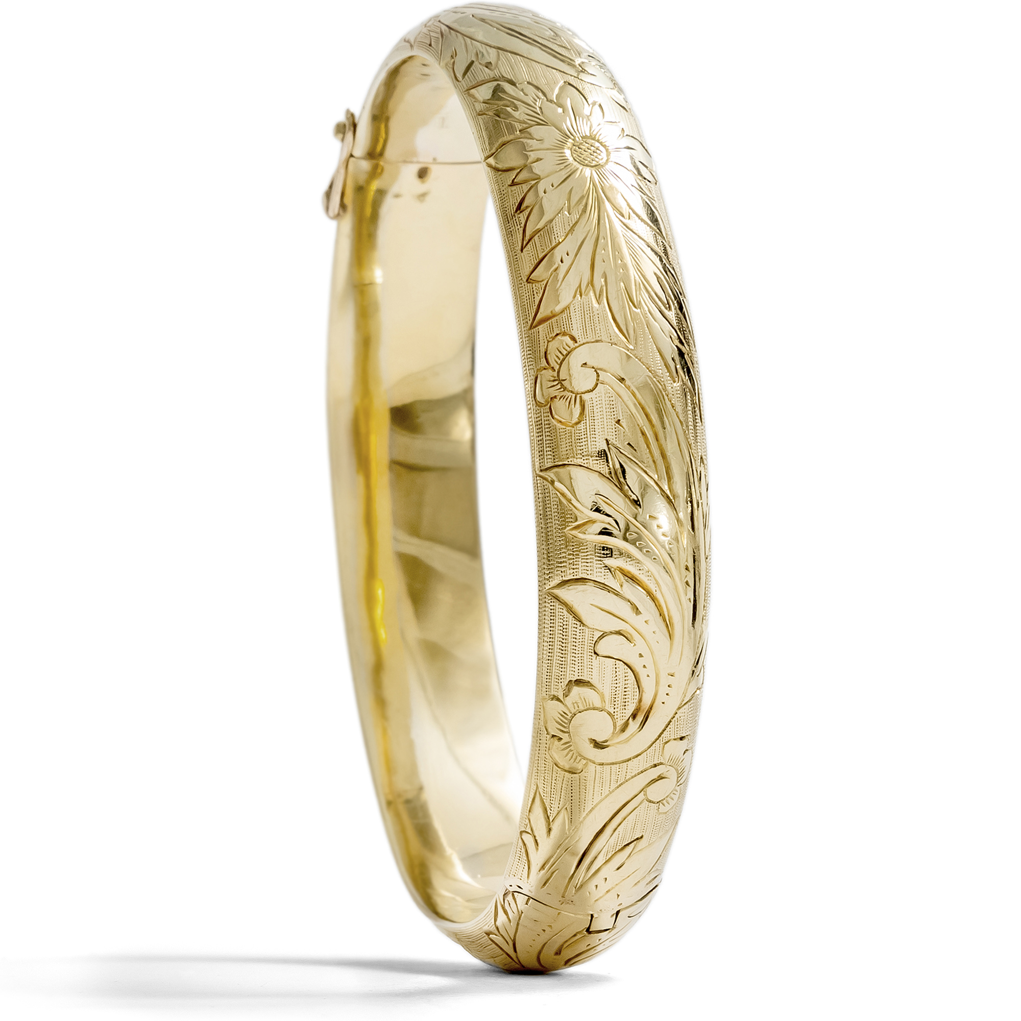 Eleganter Armreif aus Gold mit Gravuren, Amsterdam um 1935 Eleganter Armreif aus Gold mit Gravuren, Amsterdam um 1935