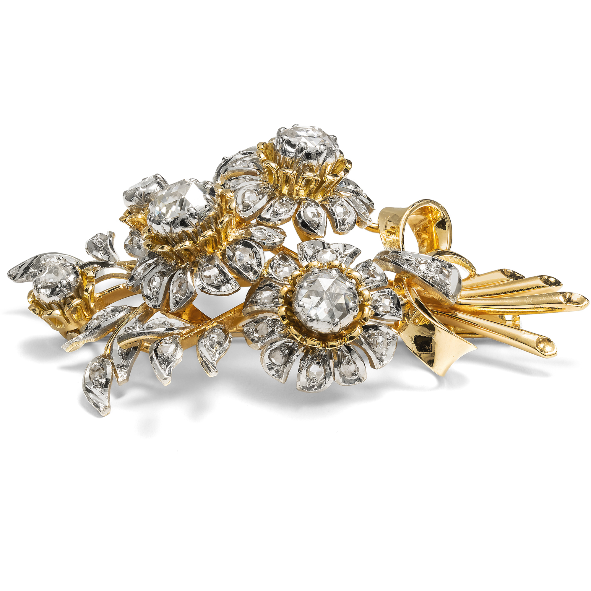 Precious Vintage Brooch with 1.60 ct Diamonds Set in Gold, c. 1960 Precious Vintage Brooch with 1.60 ct Diamonds Set in Gold, c. 1960