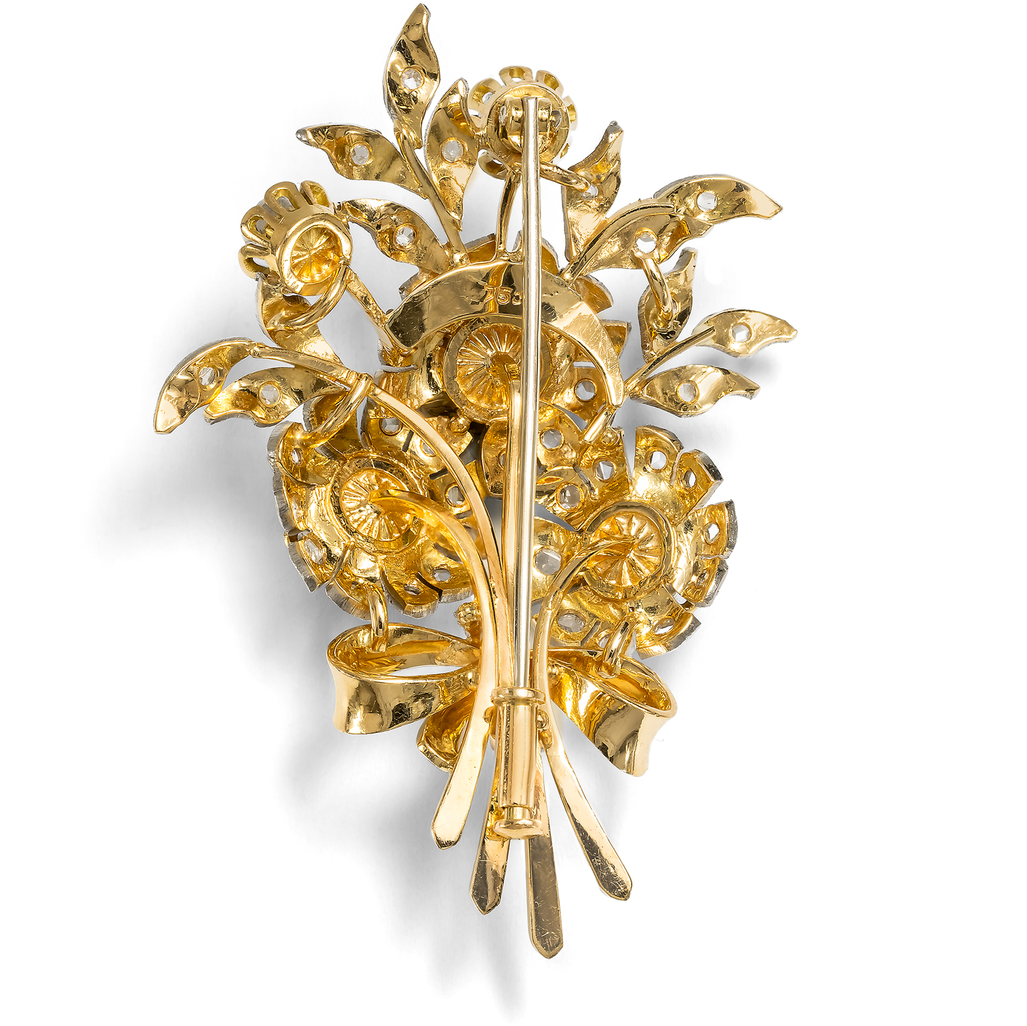 Precious Vintage Brooch with 1.60 ct Diamonds Set in Gold, c. 1960 Precious Vintage Brooch with 1.60 ct Diamonds Set in Gold, c. 1960