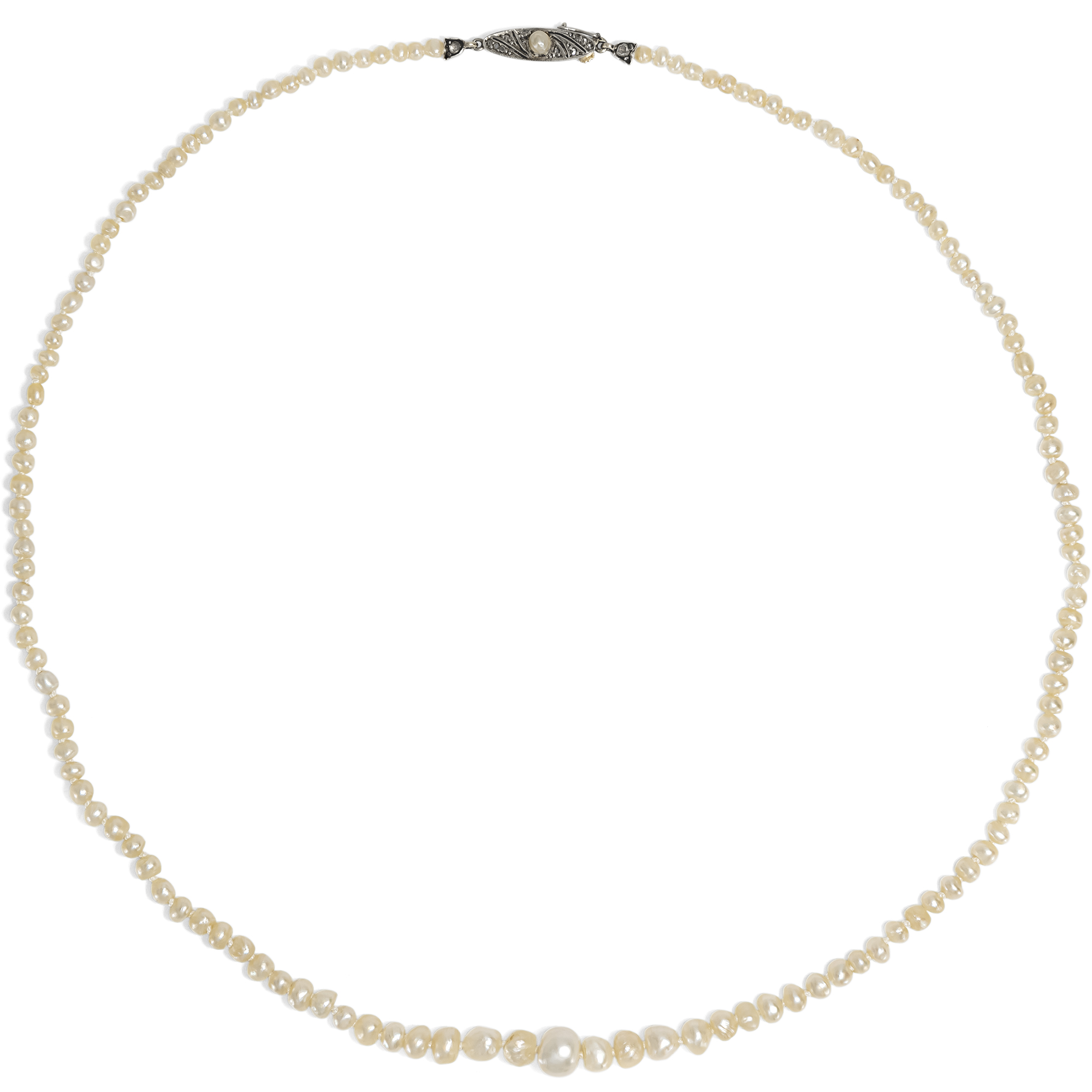 Antikes Collier aus Naturperlen in Prinzess-Länge, um 1920 Antikes Collier aus Naturperlen in Prinzess-Länge, um 1920