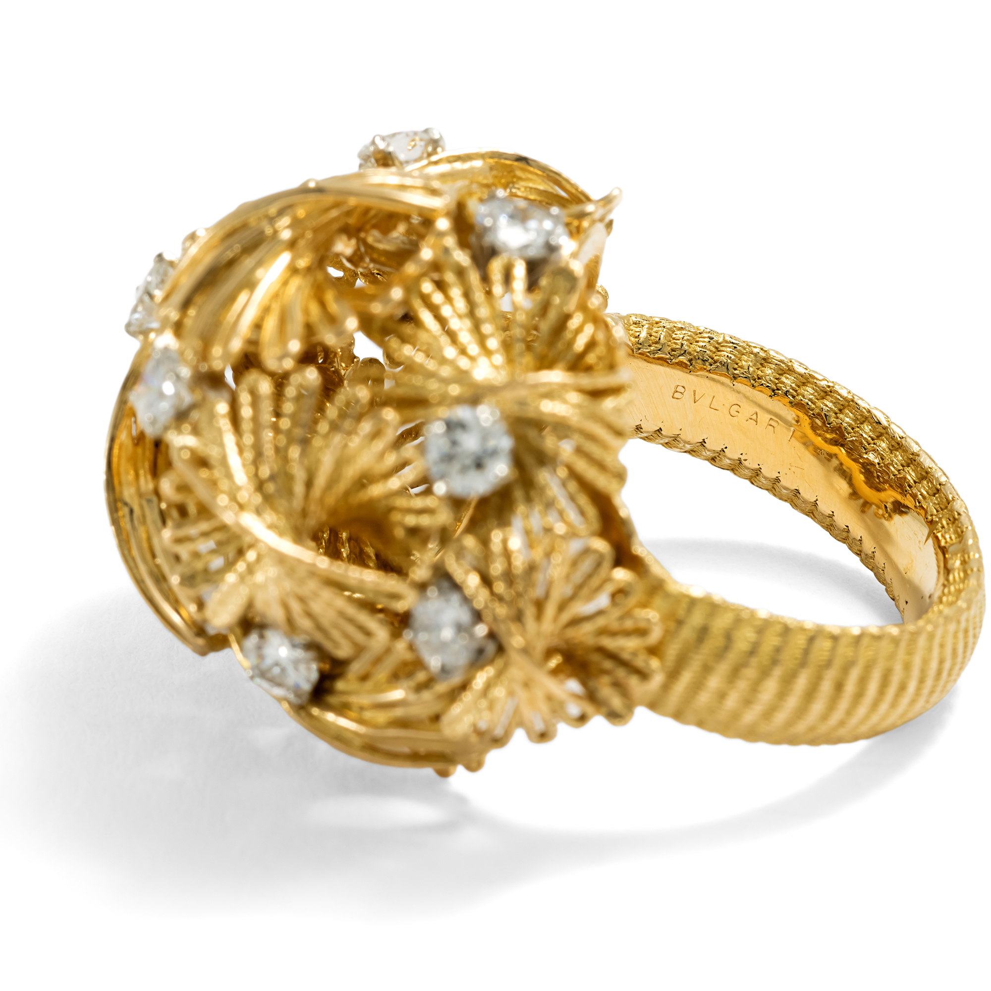 Spectacular Gold & Diamond Ring by Bulgari, Rome Circa 1965 Spectacular Gold & Diamond Ring by Bulgari, Rome Circa 1965