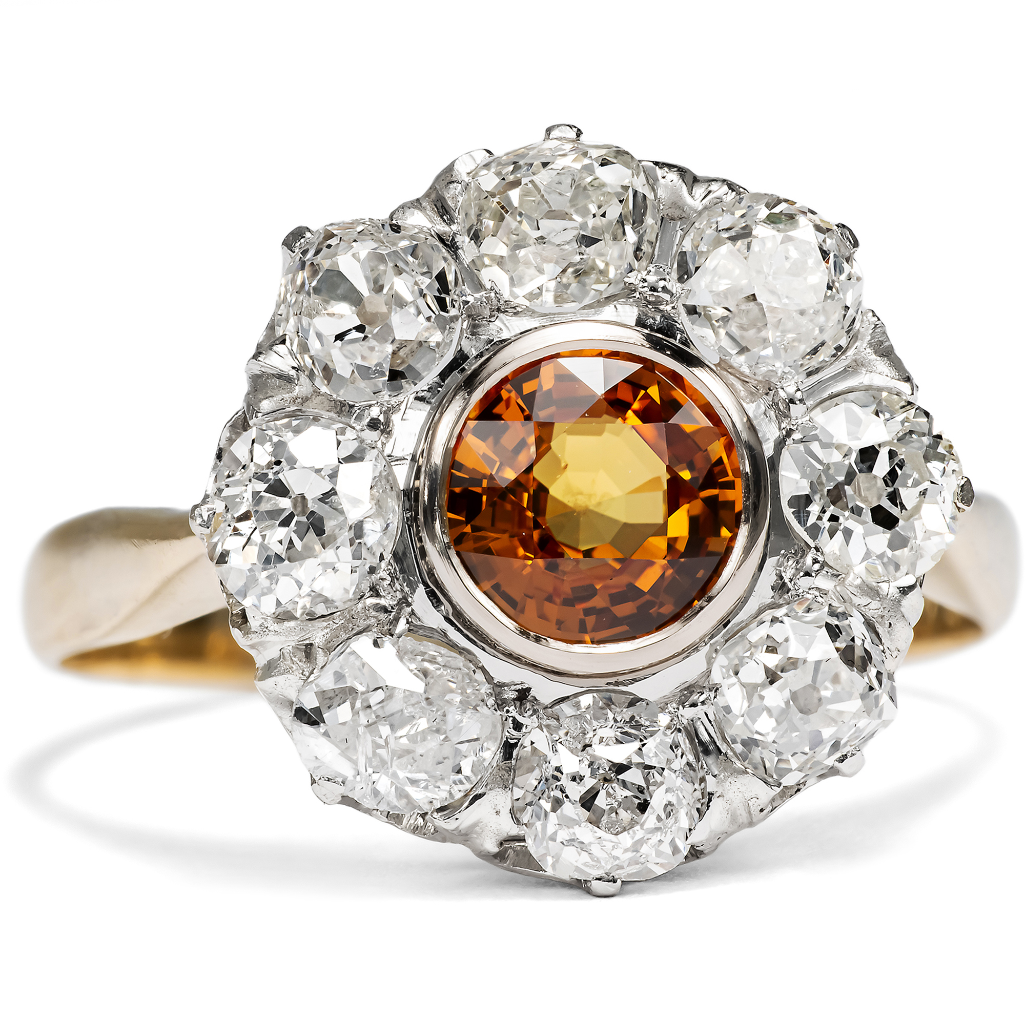 Antique Entourage Ring with Topaz & Diamonds, c. 1900 & Later Antique Entourage Ring with Topaz & Diamonds, c. 1900 & Later