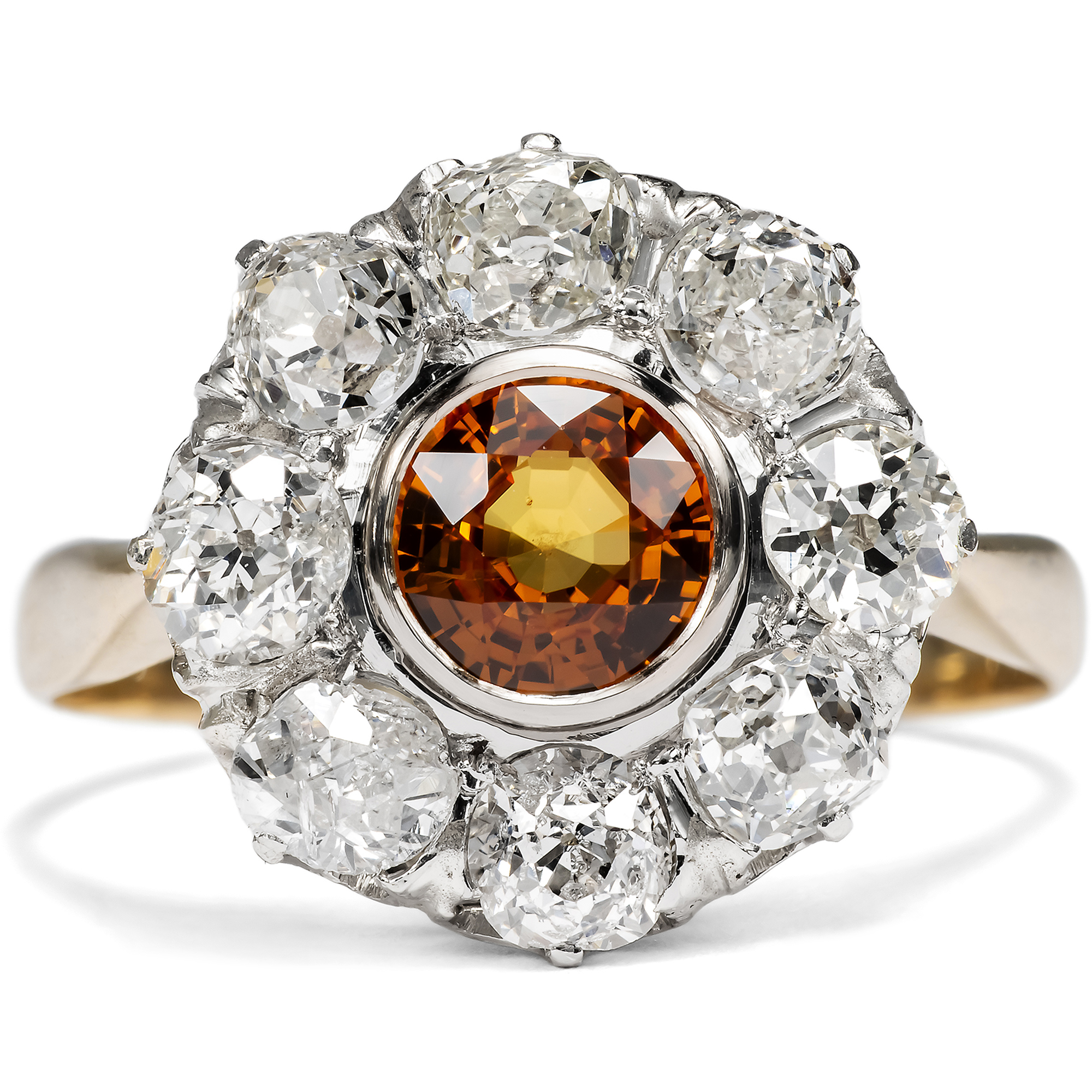 Antique Entourage Ring with Topaz & Diamonds, c. 1900 & Later Antique Entourage Ring with Topaz & Diamonds, c. 1900 & Later